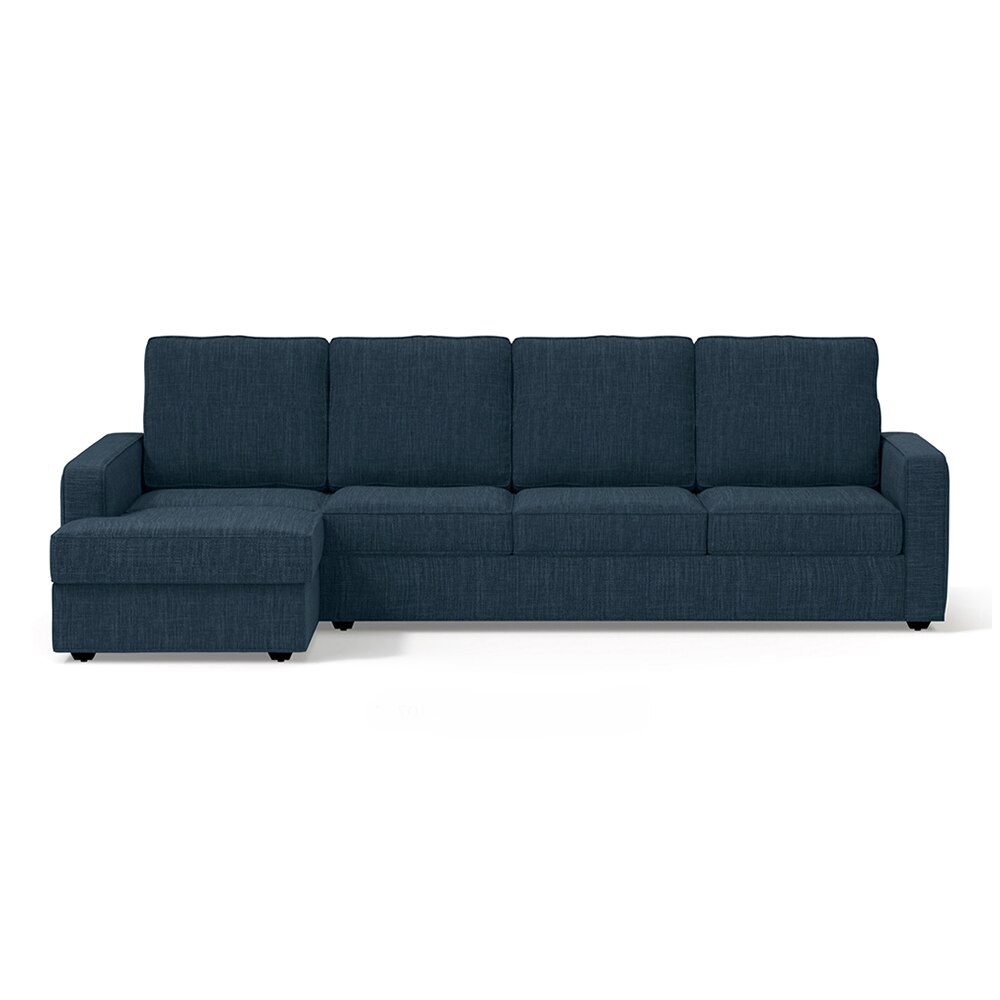 Apollo Compact Sofa (Colour : Indigo Blue, Cushion : Hard, Back Type : High Back, Seating Capacity : Left Aligned 3 Seater + Left Aligned Chaise + Ottoman)