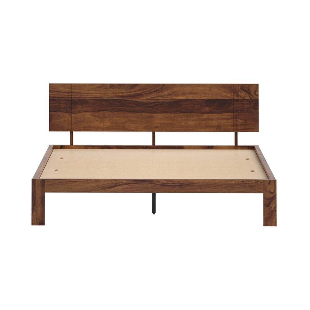 Triplet Solid Wood King Size Non Storage Bed In Provincial Teak Finish