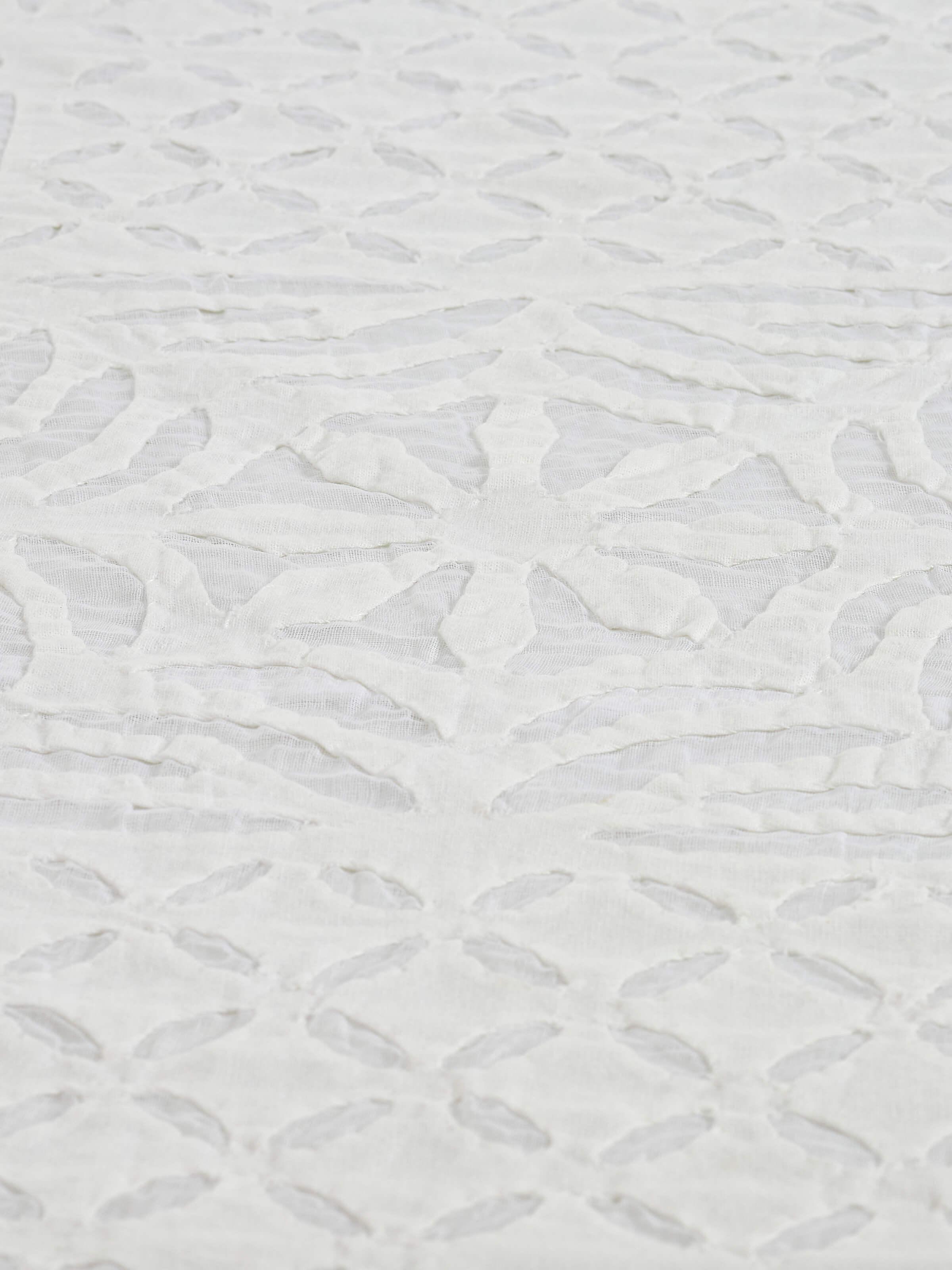 Close-up showing the stitching and intricate fabric design