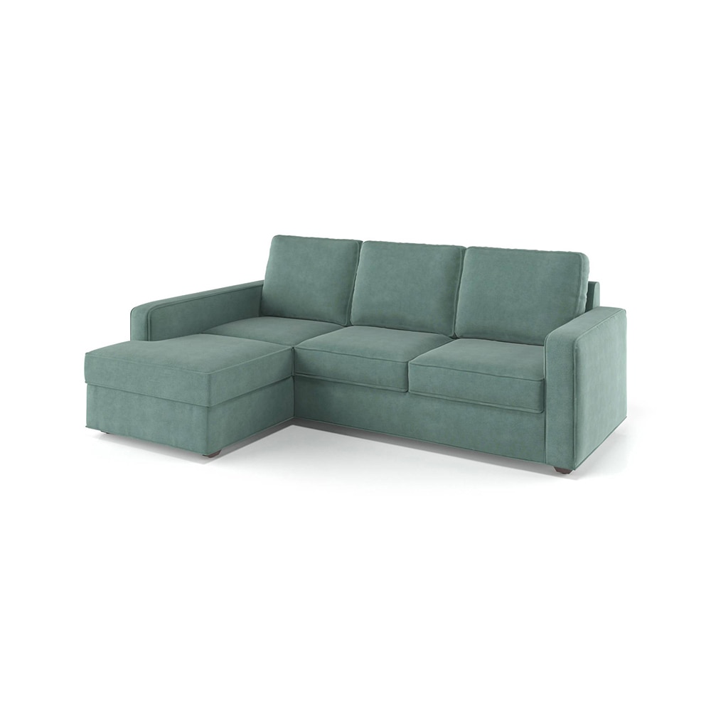 Apollo Fabric Sectional Sofa (Colour : Dusty Turquoise Velvet, Cushion : Soft, Back Type : Regular, Seating Capacity : Left Aligned 2 Seater + Left Aligned Chaise)