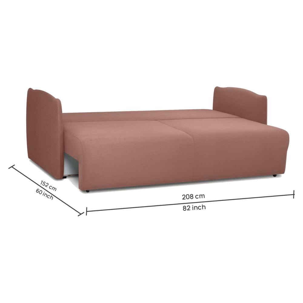 Vantella 3 Seater Fold Out Sofa Cum Bed In Pink Colour