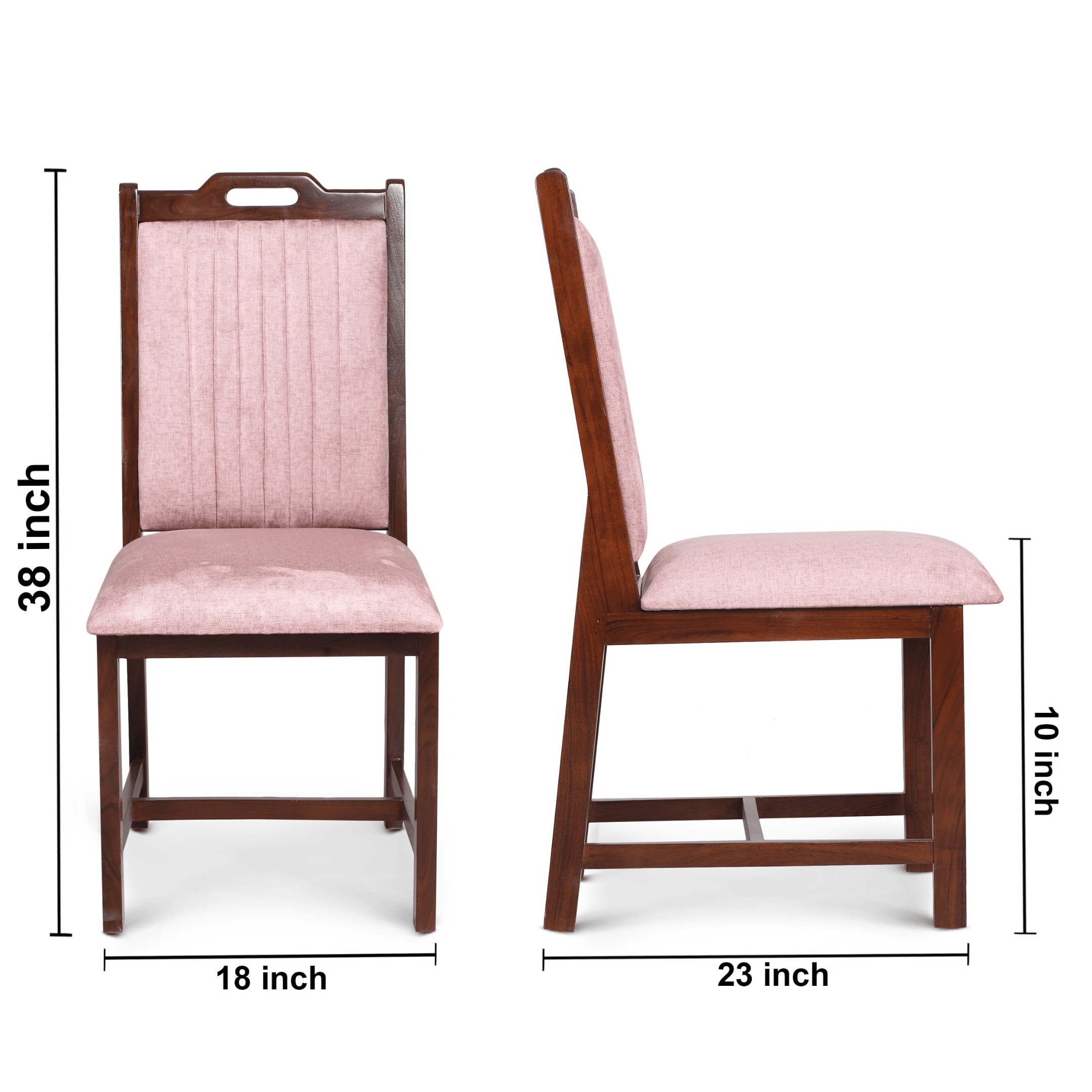 Globally Indian Compact Wooden 6 Seater Dining Table Set – Comfortable 6 Upholstered Seat and Back In Pink Sapphire