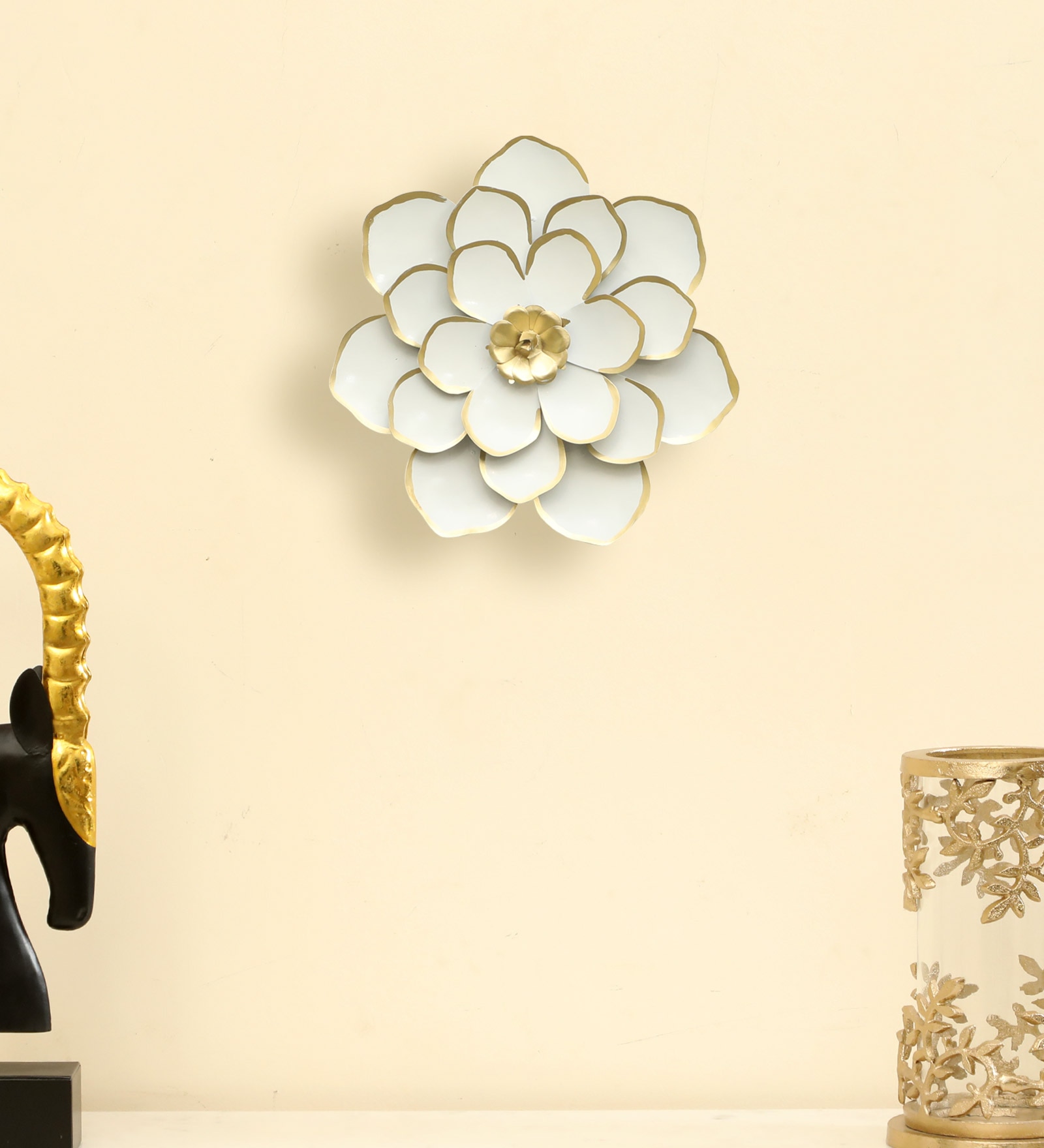 W-Veda Abstract Metal Wall Decor in White Set of 1 - Vedas Exports