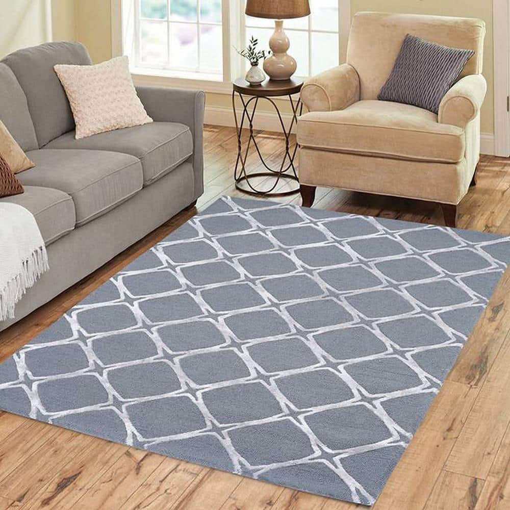 Shirley Grey Geometric Natural Fiber 18x13 inches Carpet