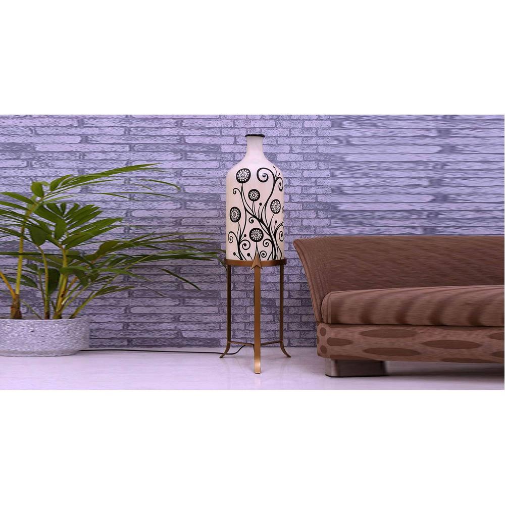 Mavis White Glass Shade Floor Lamp With White Metal Base