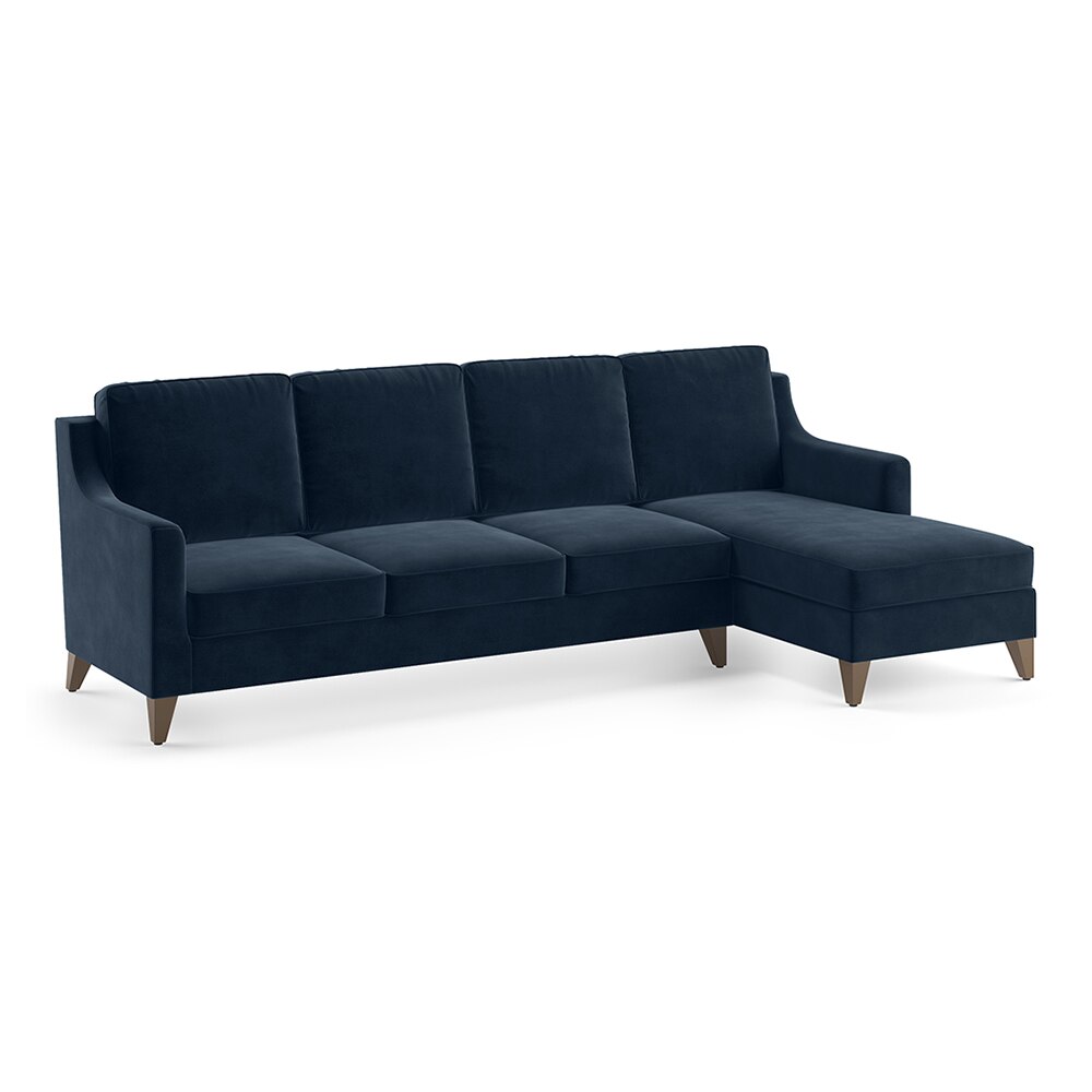 Abbey Sectional Sofa (Colour : Sea Port Blue Velvet, Cushion : Soft, Seater : Right Aligned 3 Seater + Right Aligned Chaise)