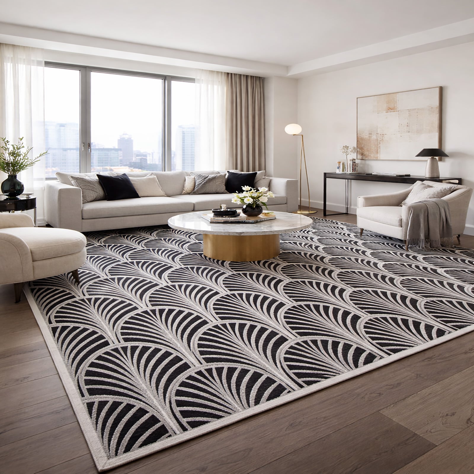 Sanu Pet Yarn Rectangle Carpets Hand Tufted in Black Colour - The Woven Legacy