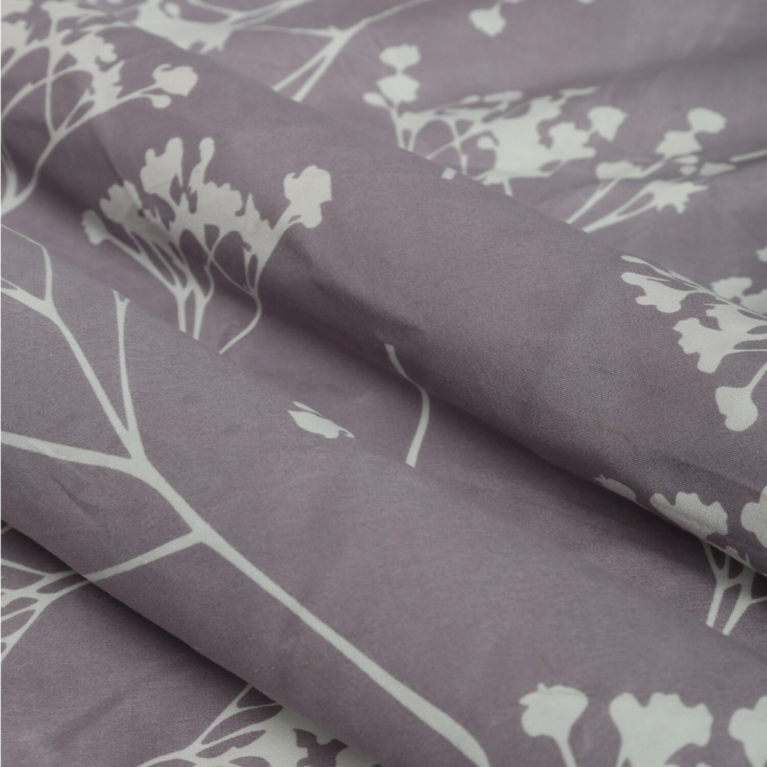 Purple Floral 180 TC Fitted 1 King  Bedsheet with 2 Pillow Covers