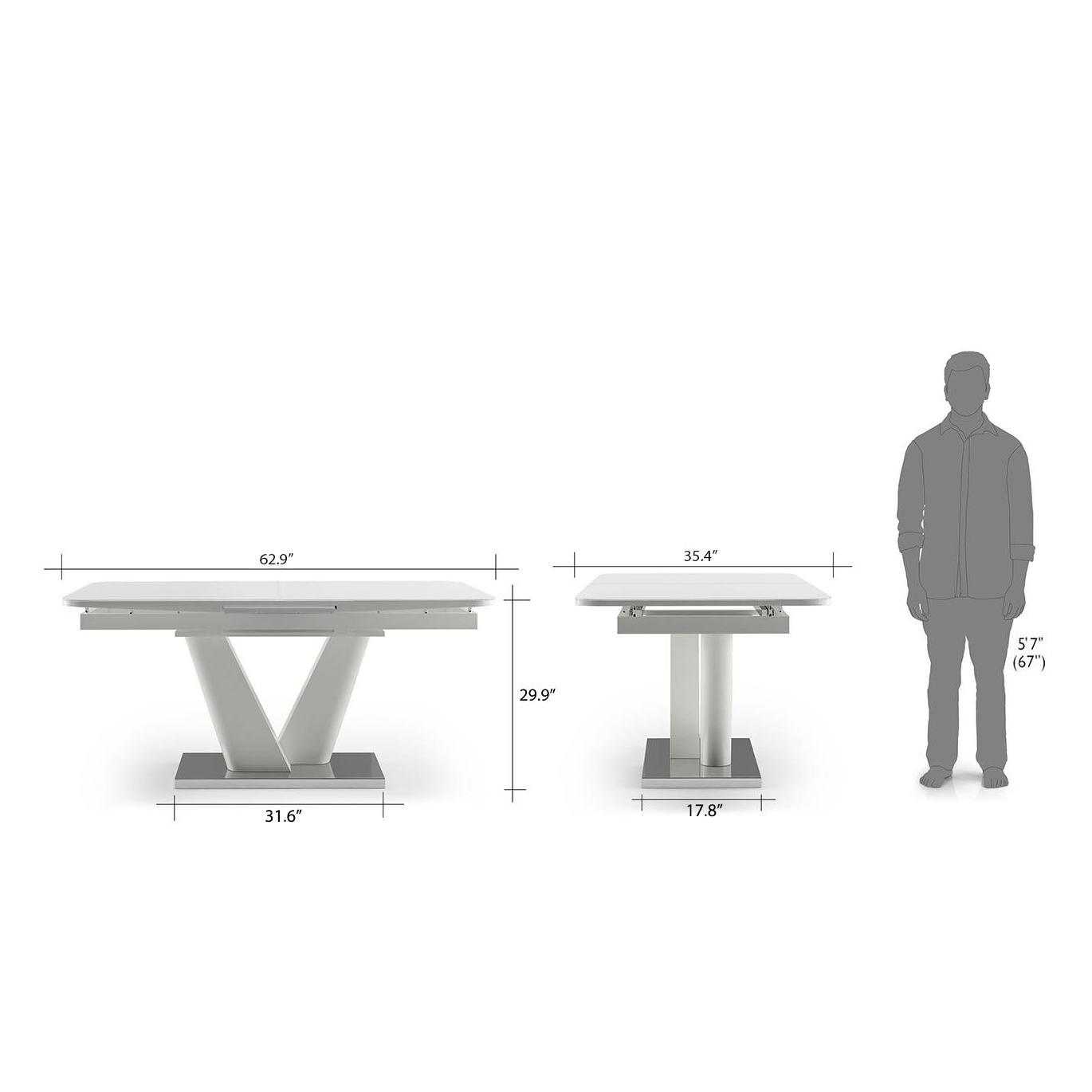 Caribu Glass 6 To 8 Seater Extendable Dining Table In White High Gloss Finish