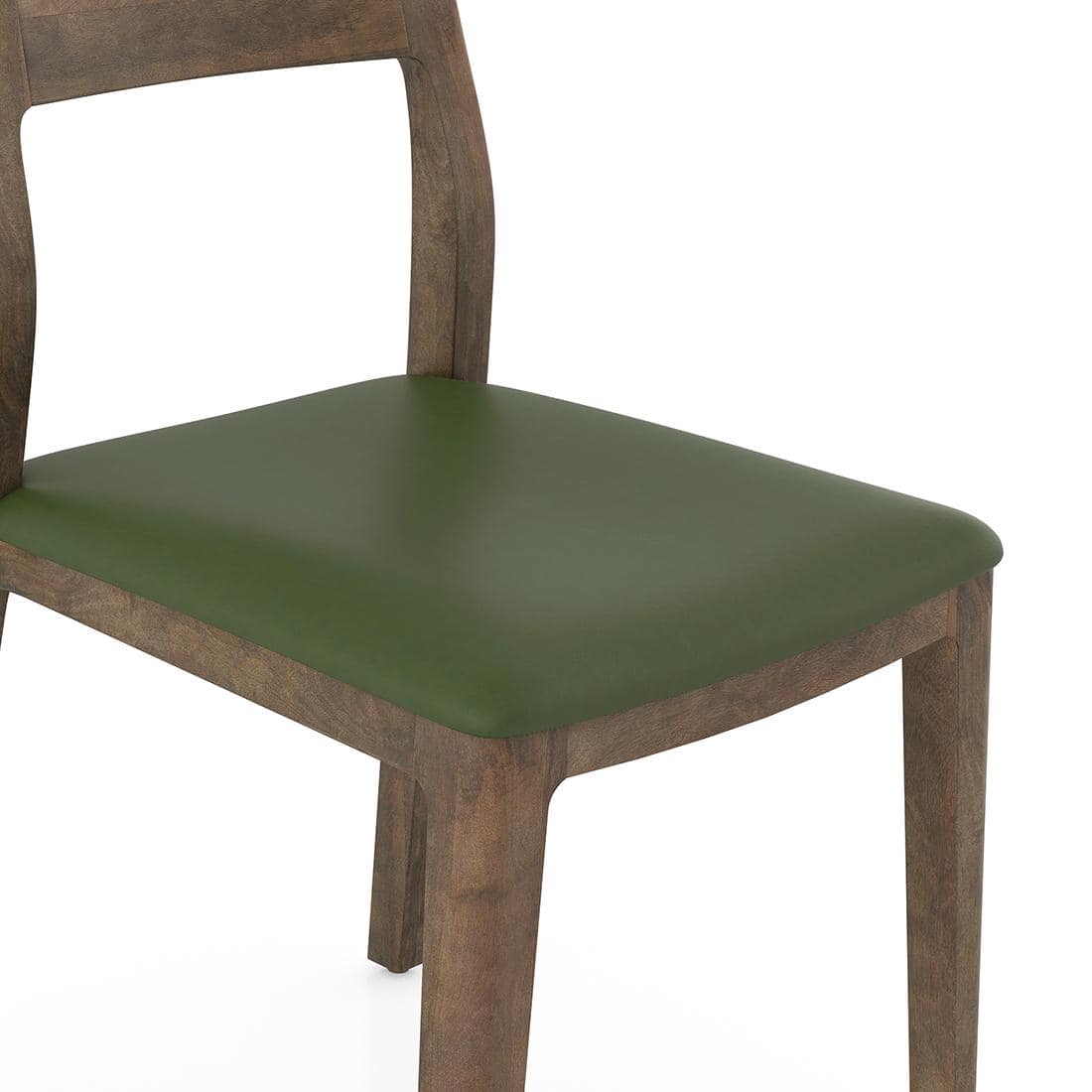 Clarke Solid Wood Dining Chair Set of 2 in Danish Walnut Finish with Olive Leatherette