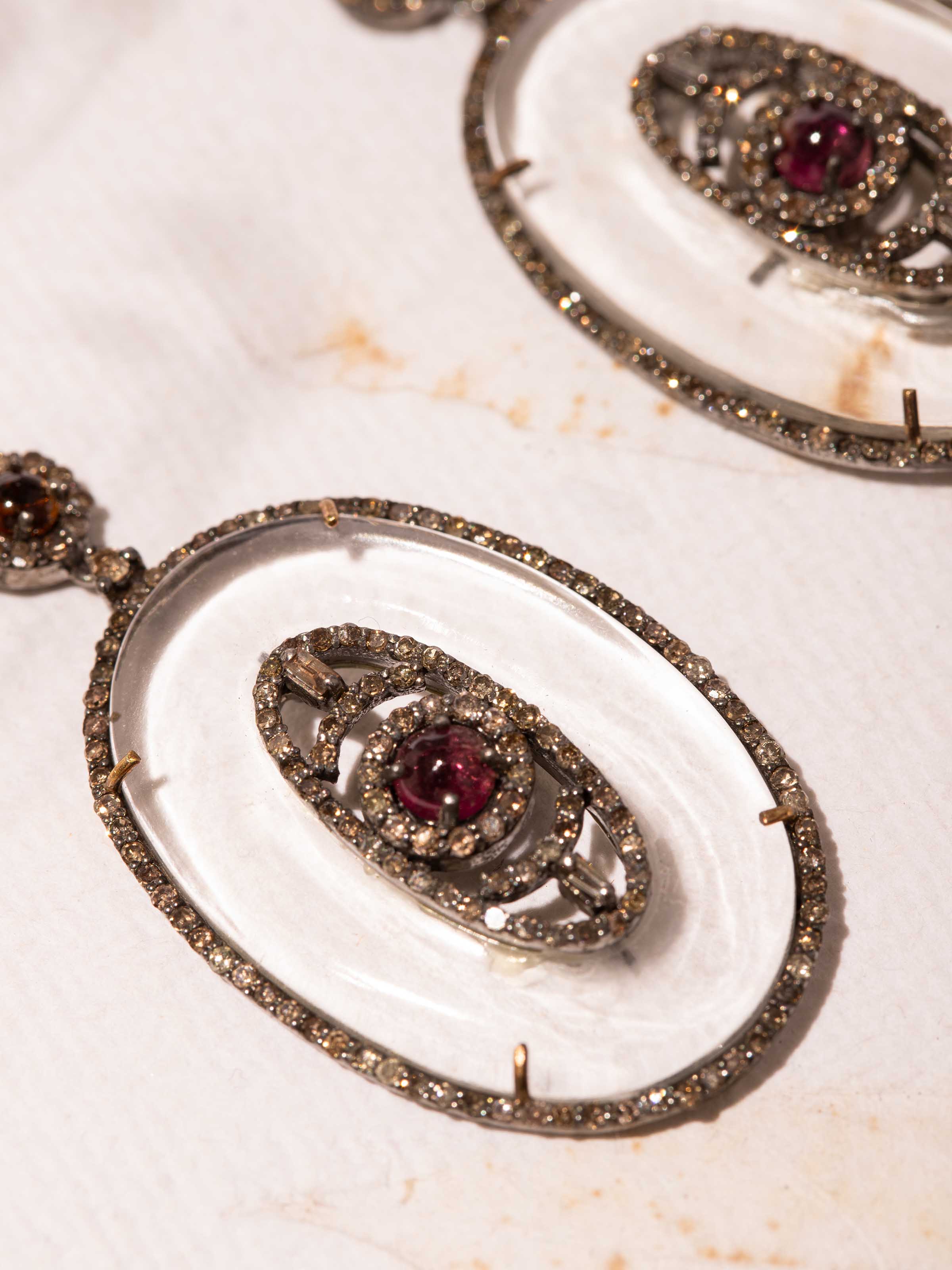 Side view showing the length and drop style of the earrings