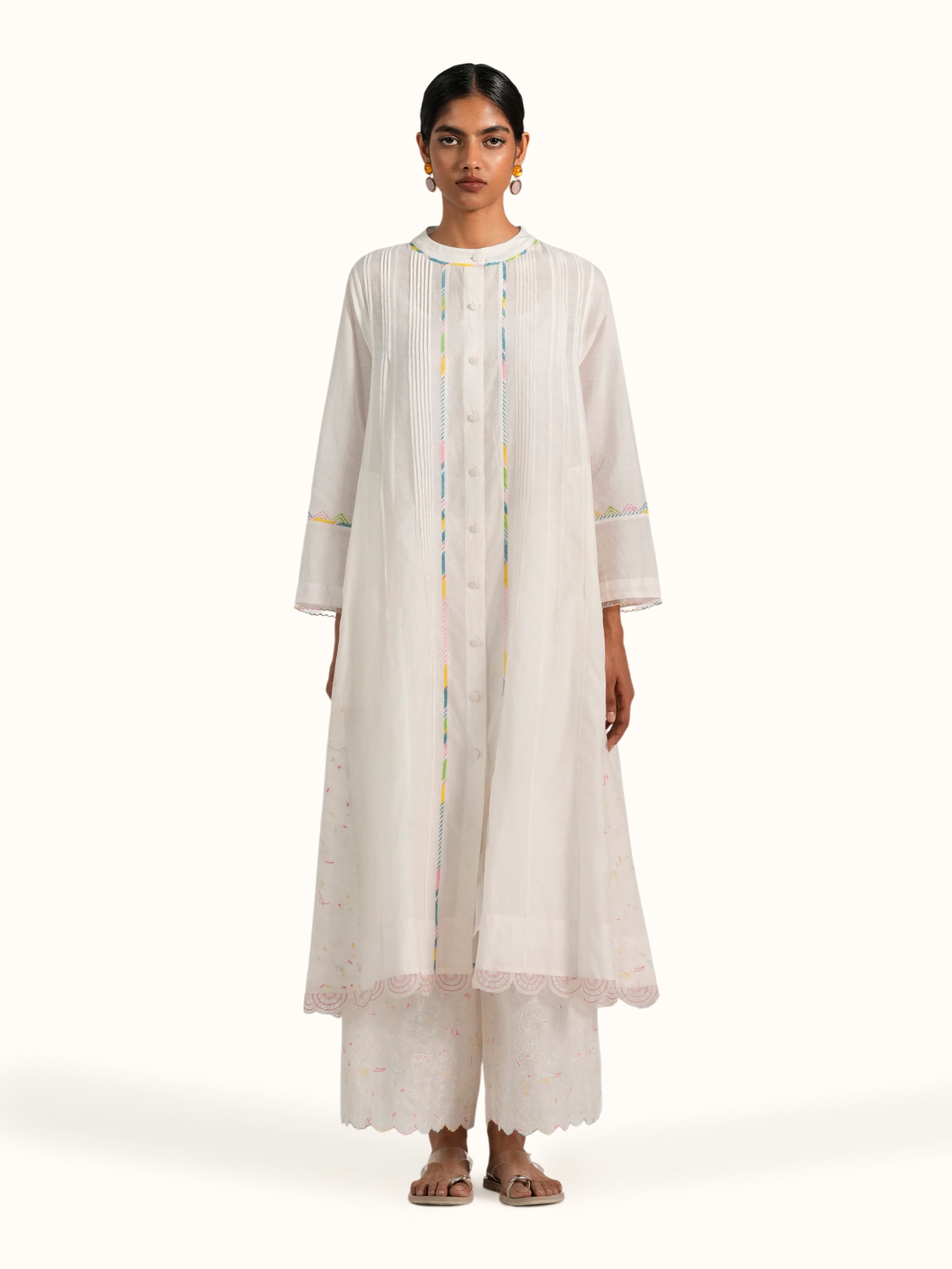 Off-white Cotton Silk Handloom Kurta Set