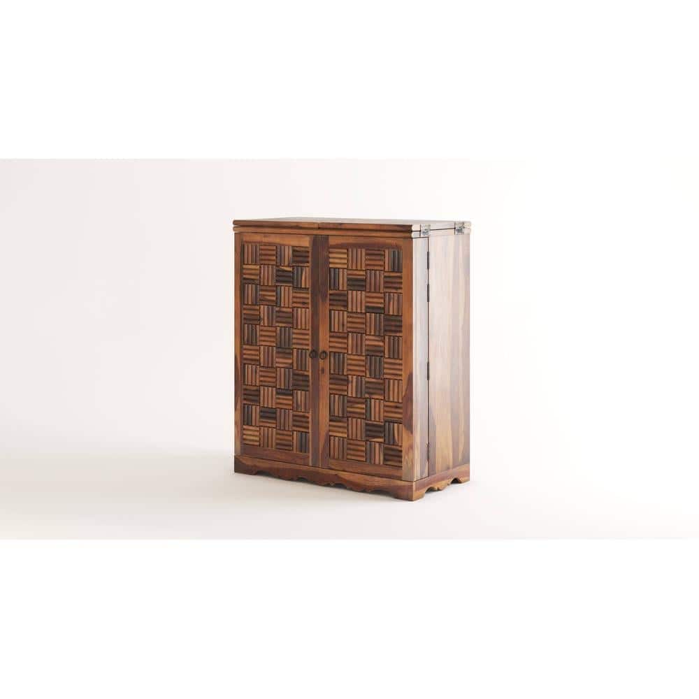 Calipo Sheesham Wood Bar Cabinet in Provincial Teak Finish
