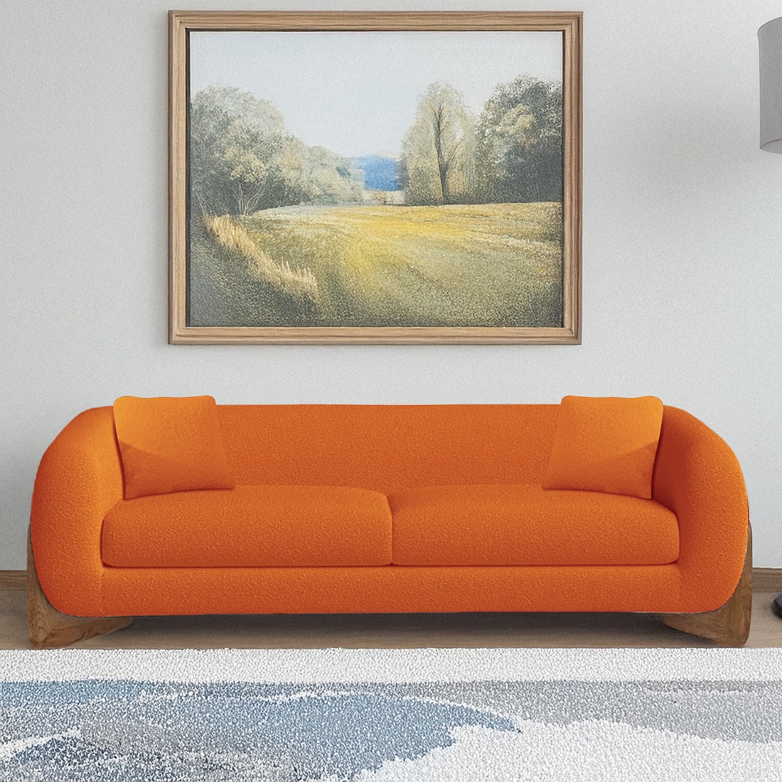 Amala Velvet 3 Seater Sofa in Orange Colour