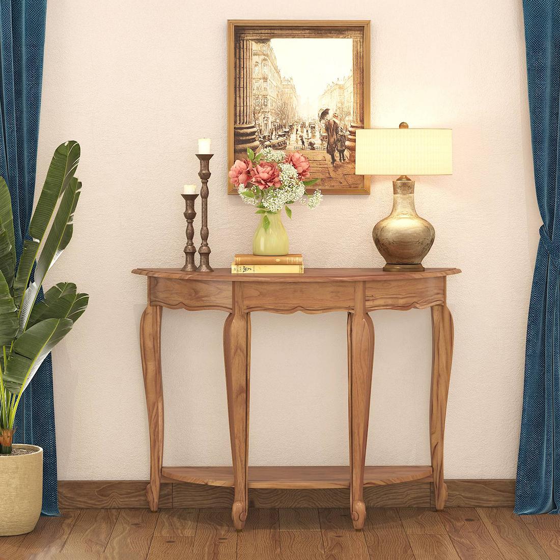 Taahira Console Table in Natural Teak Finish
