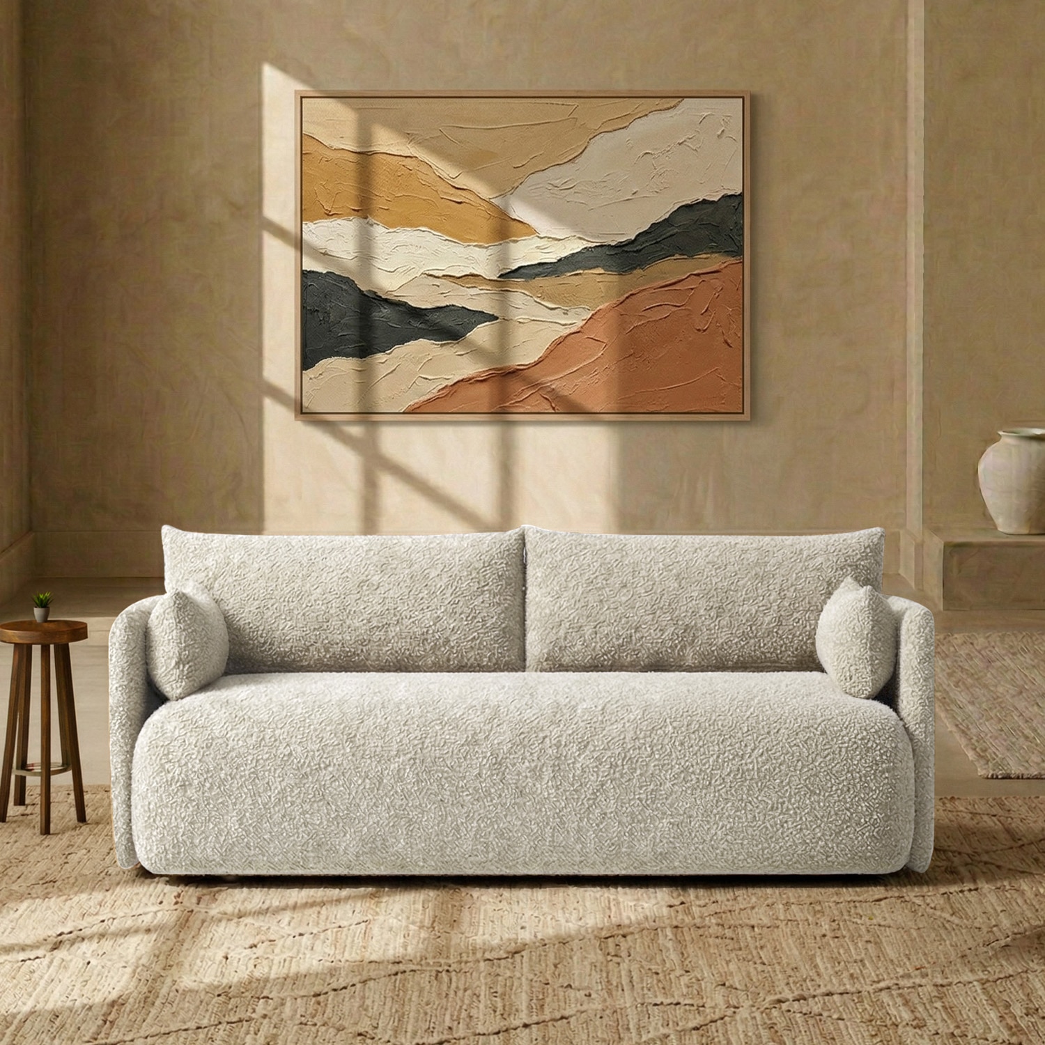 Cozychic Wood 3 Seater With Upholstery Non Storage Sofa In Yellow Colour - Nestroots
