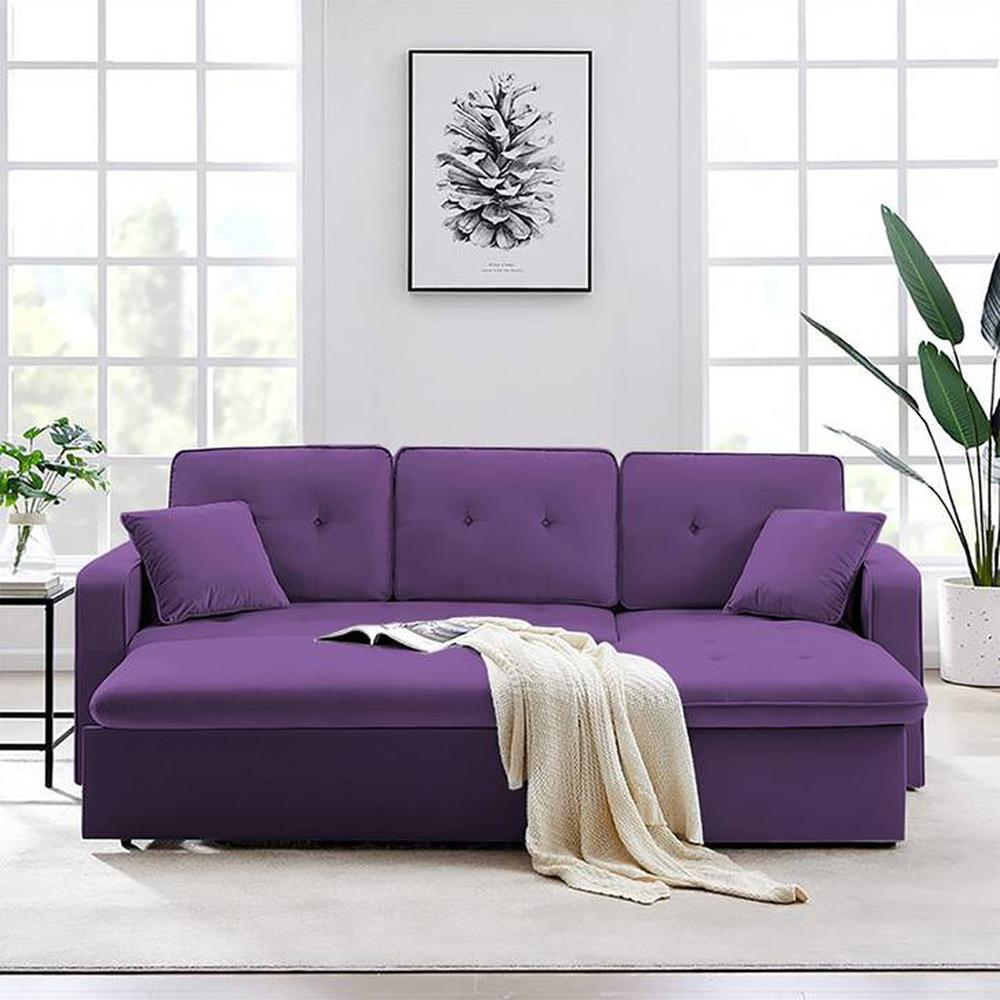 Universe Solid Wood Sofa cum Bed in Purple