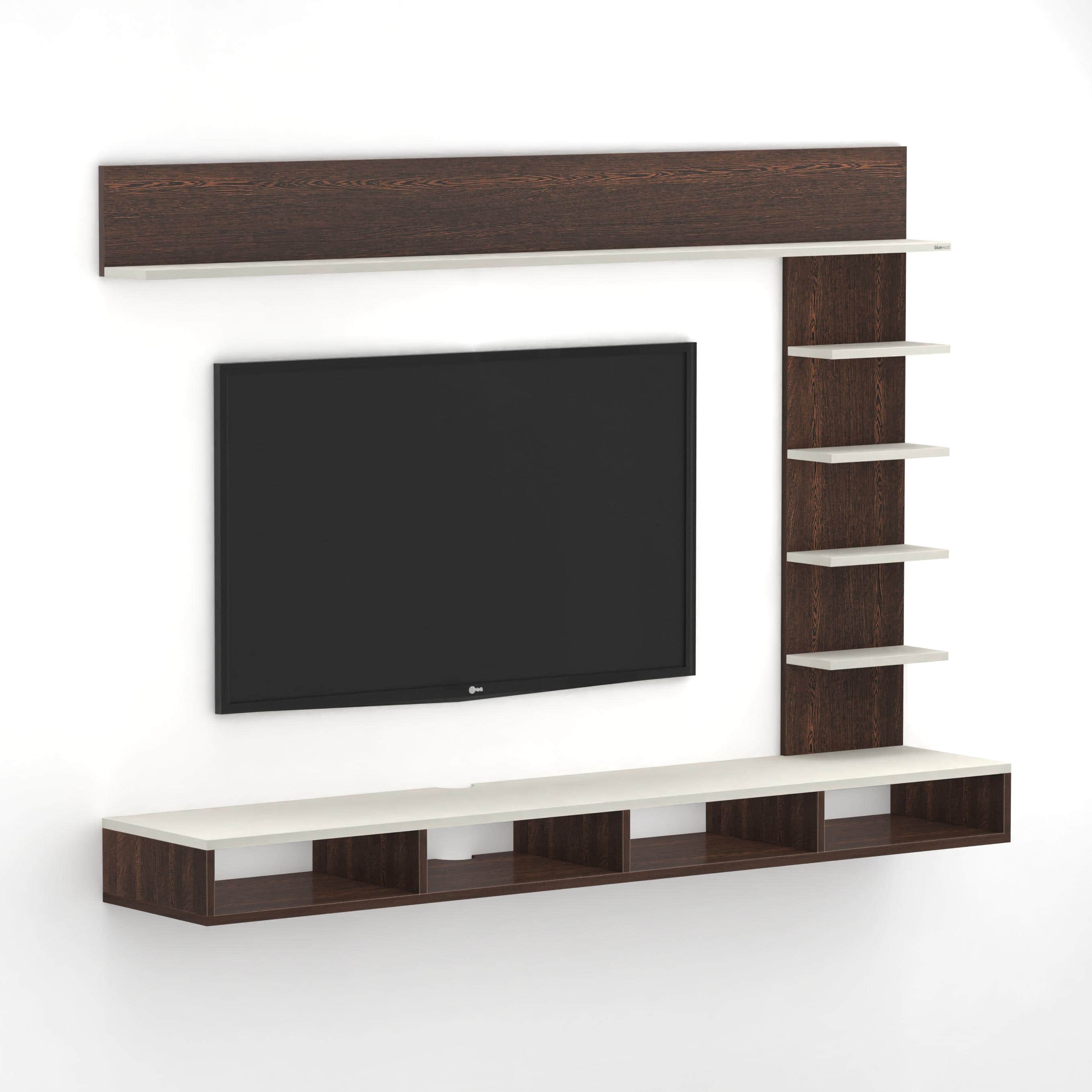 Primax Plus Large Engineering Wood Wall Mount Tv Unit In Wenge & White Finish