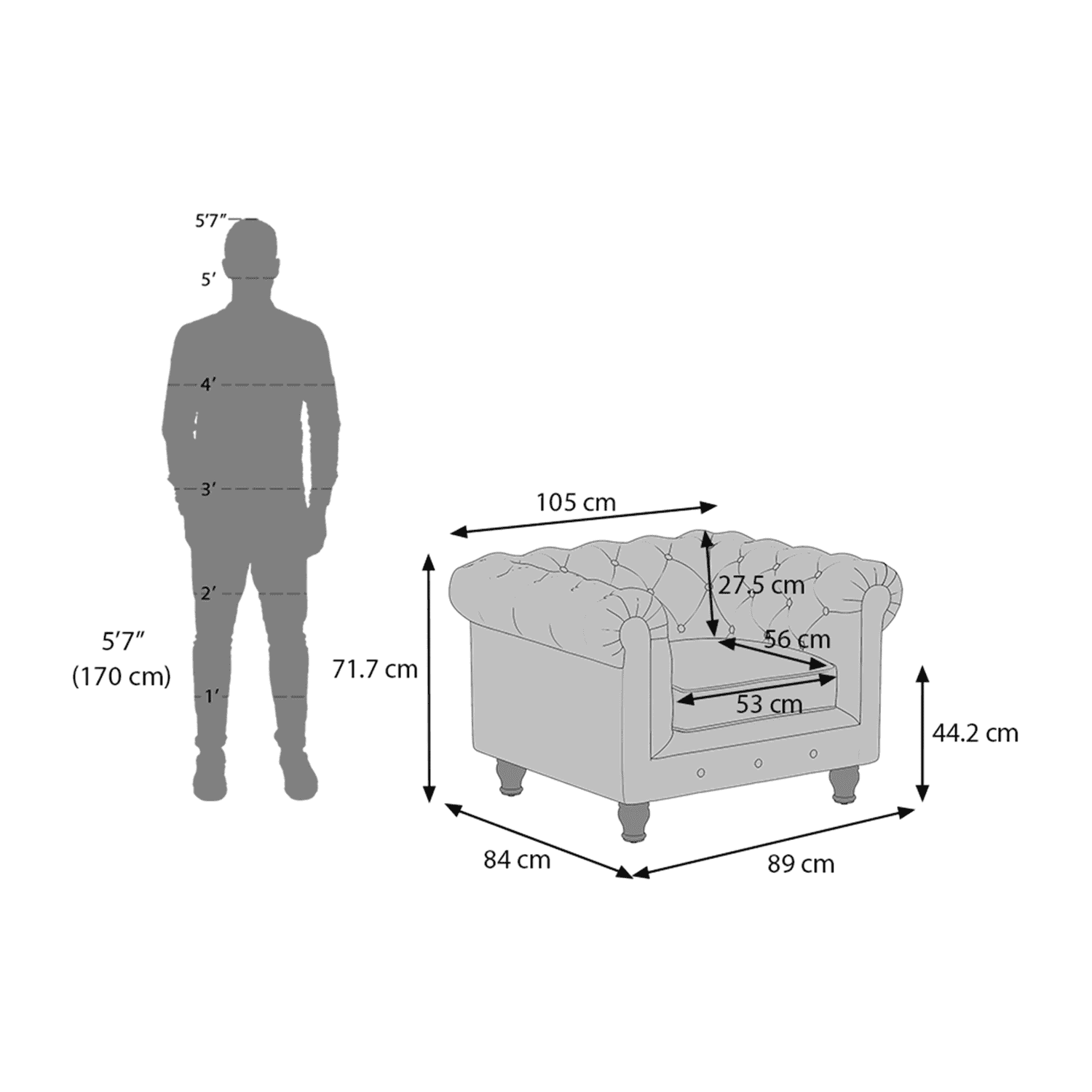 Winchester Sofa Set (Colour: Ochre, Seater: 2+1+1)