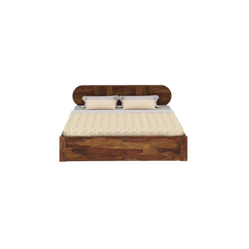 Woodwhiz Solid Wood King Bed With Drawer Storage In Provincial Teak Finish