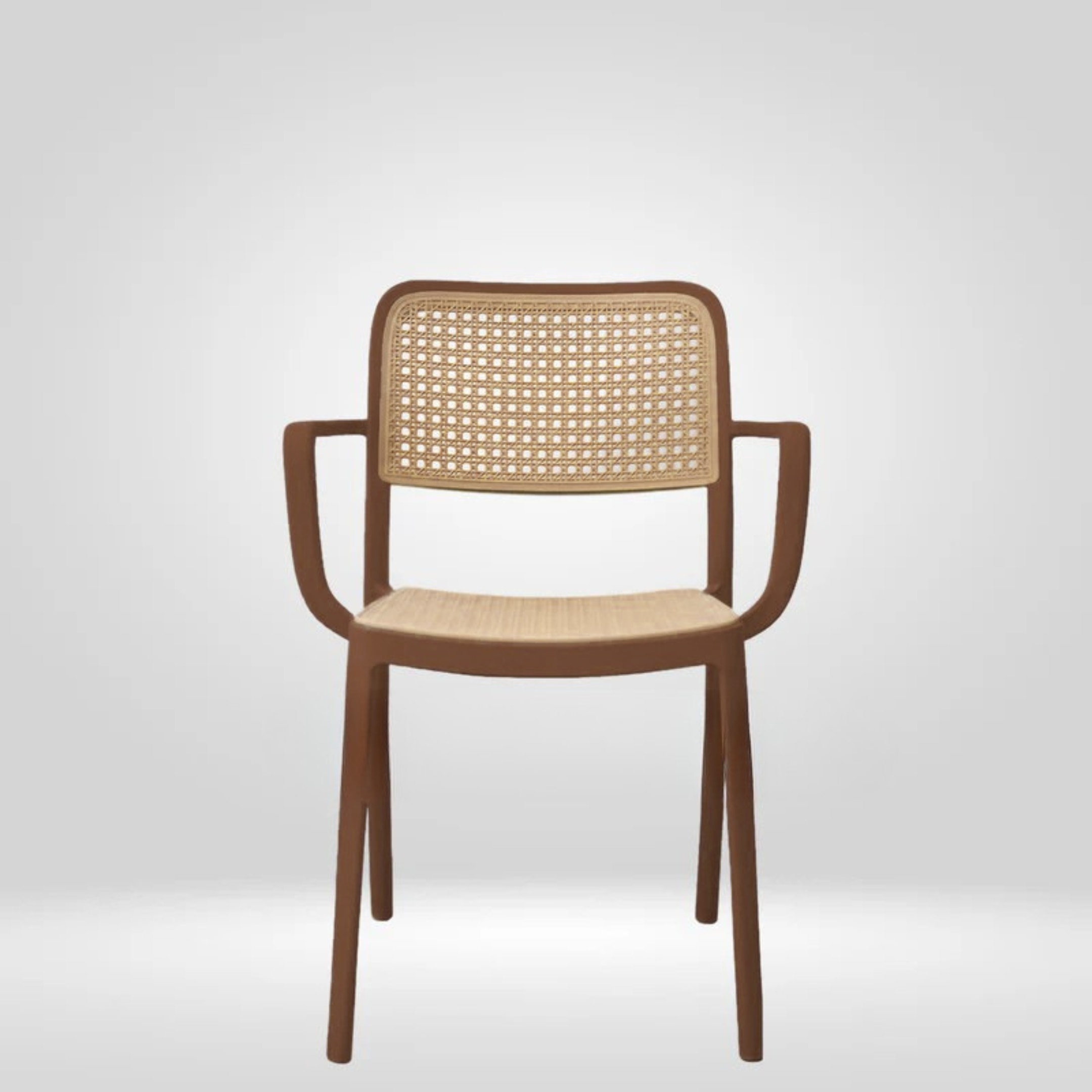 Kepler Brooks Zen Cafeteria Dining Chair With Arms in Brown Colour - Kepler Brooks