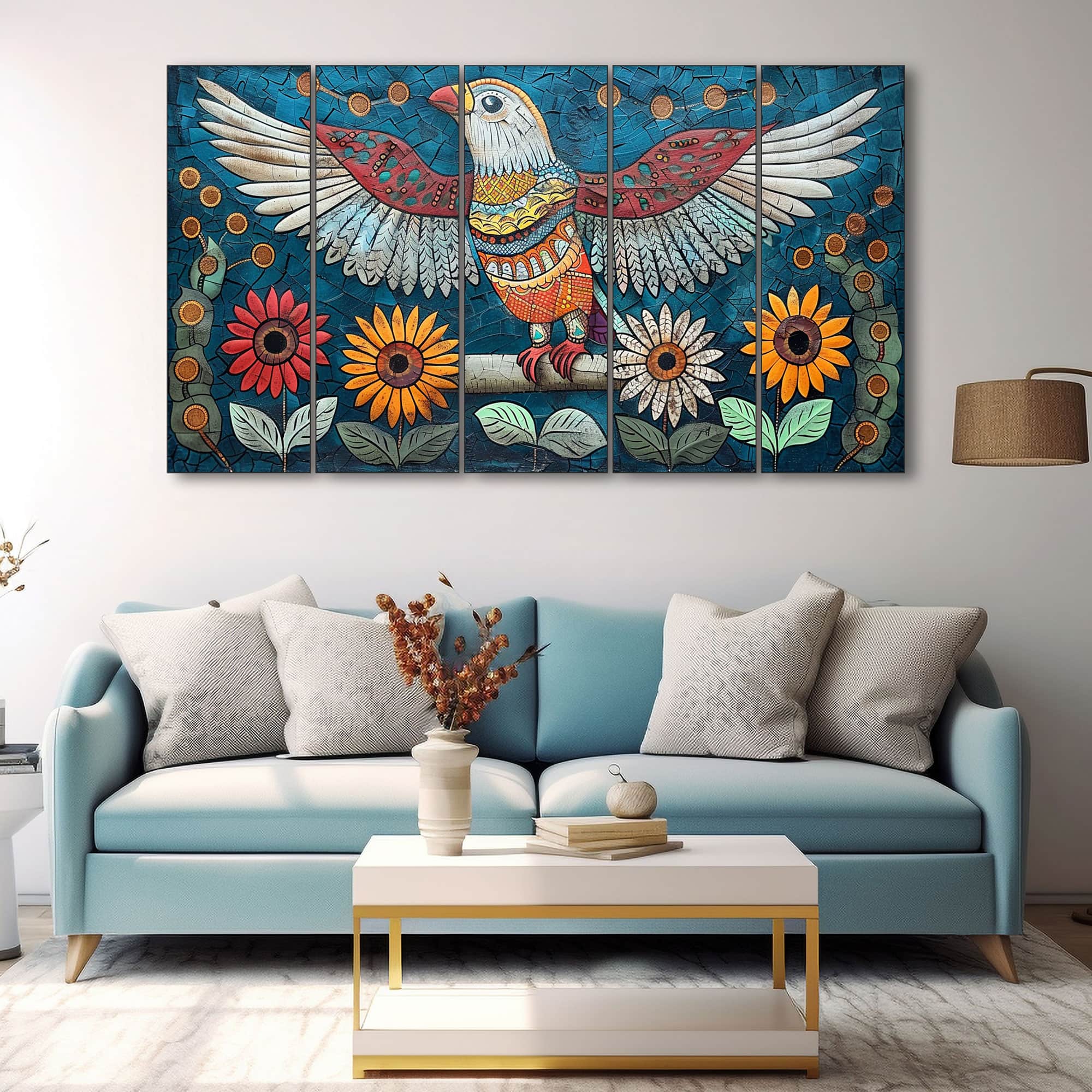 The Castle Decor Birds Wall Painting Wooden Framed 27x48 Inch (Style 4) - The Castle Decor