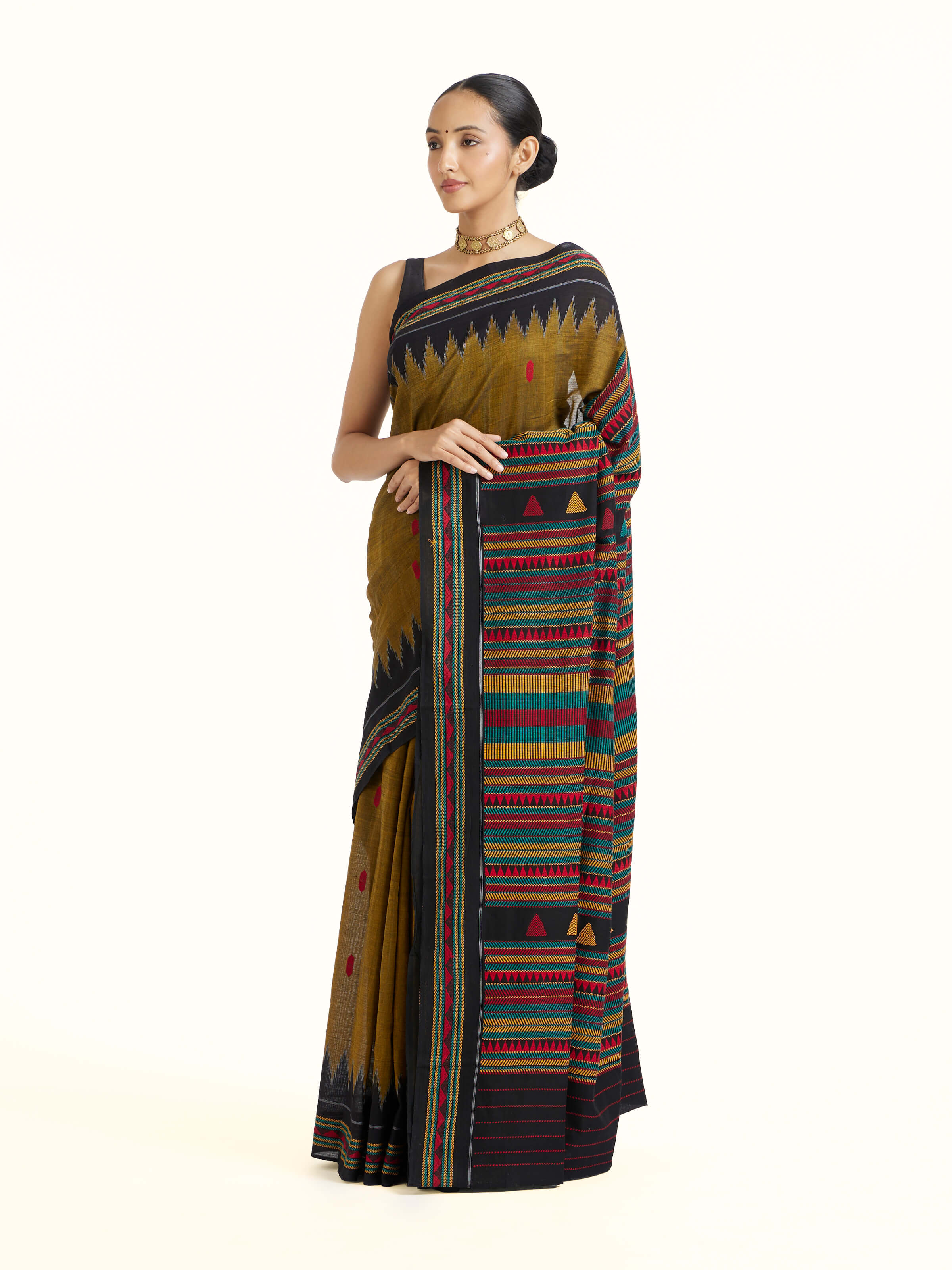 Yellow Cotton Dongaria Saree