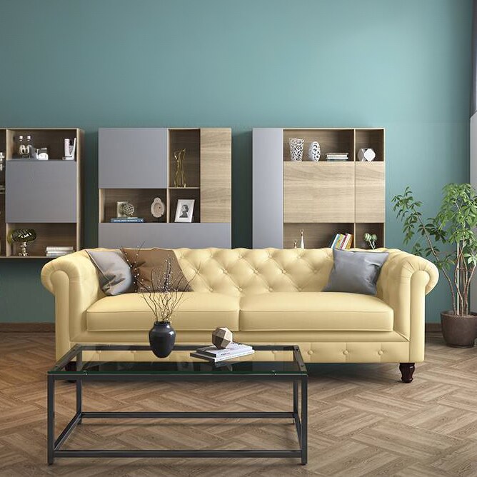 Winchester 3 Seater Leatherette Sofa in Cream Colour