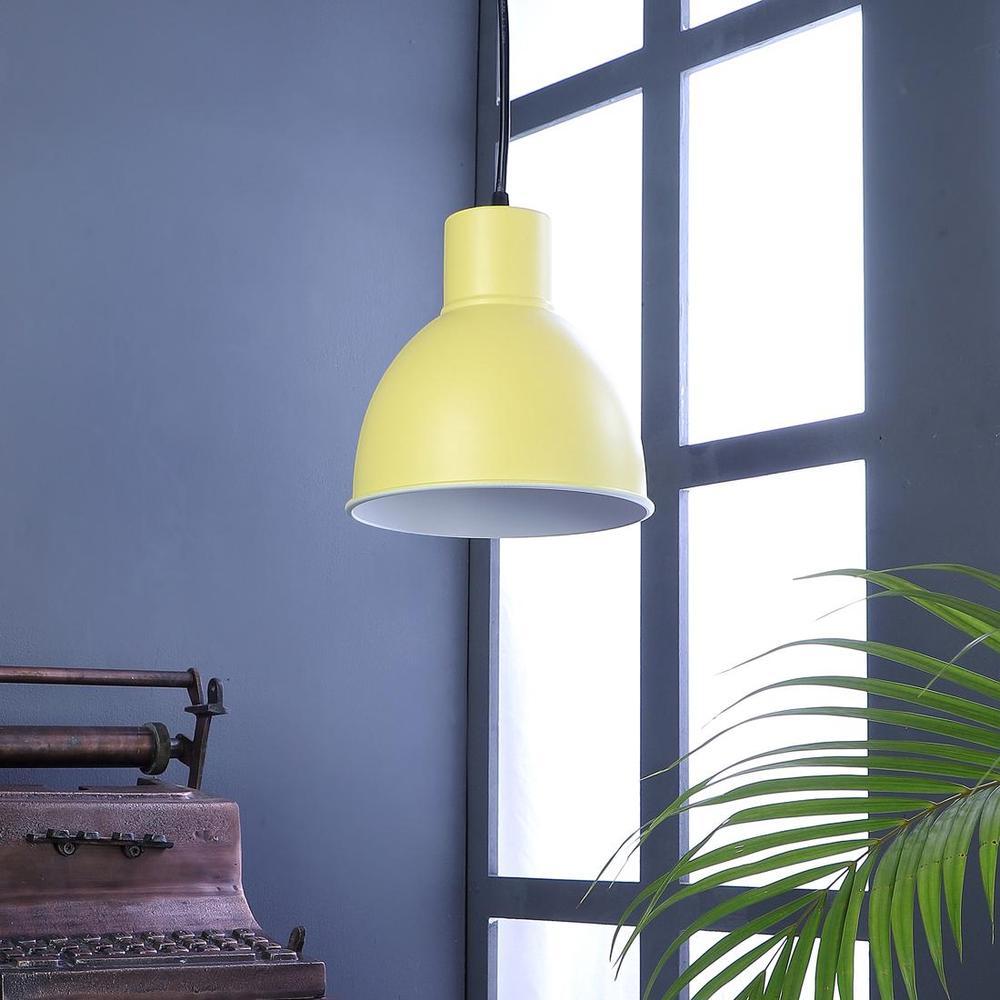 Opi Minimal Pastel Yellow Metal Single Hanging Light
