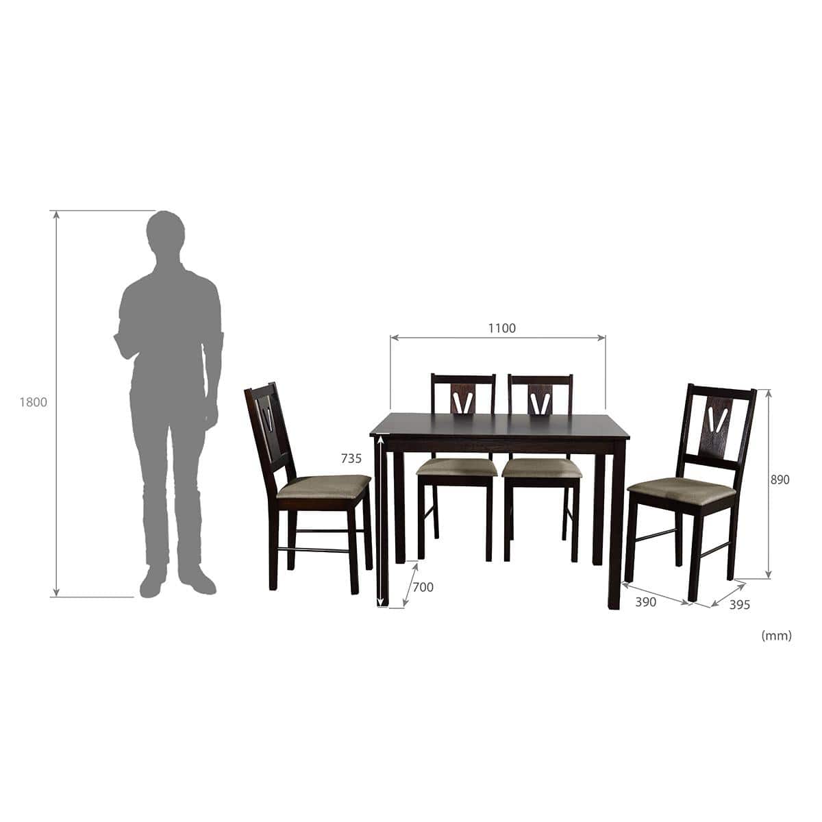 Artemis Solid Wood 4 Seater Dining Set