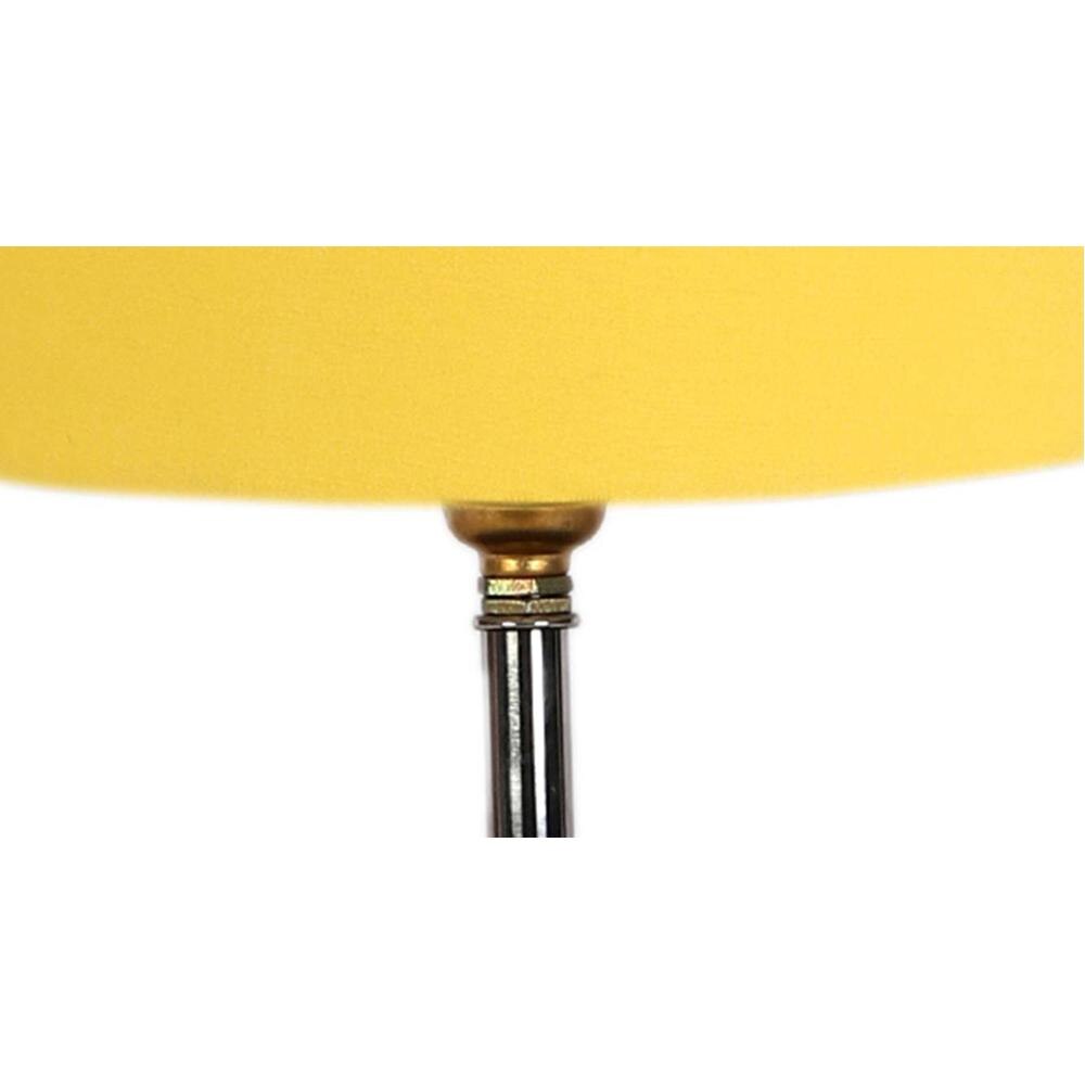 Merlin Yellow cotton table lamp with brown wood base