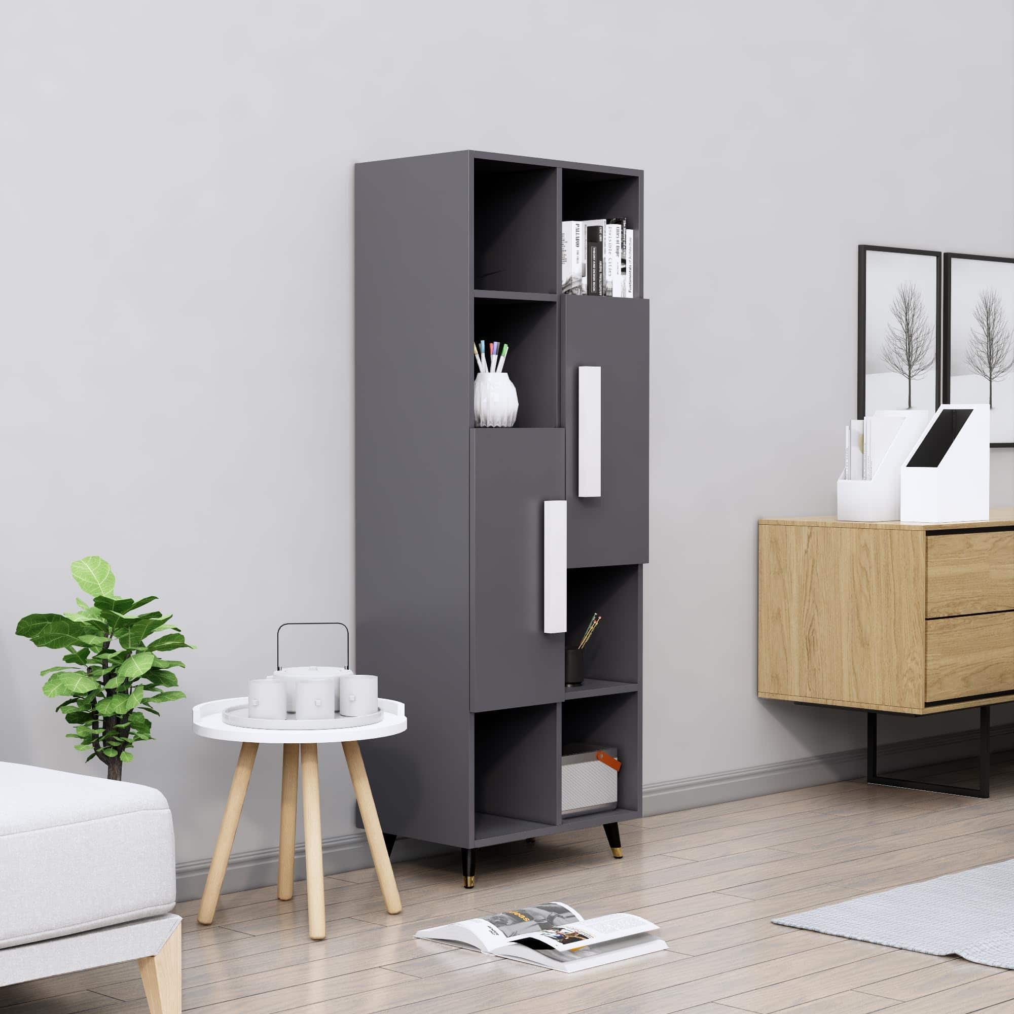 Hexa Engineered Wood Bookshelf Multipurpose Storage Rack in Slate Grey Colour - HexaRed