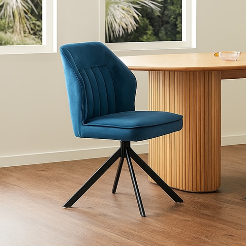 Slaman Fabric Dining Chair in Blue Colour - Living Shape