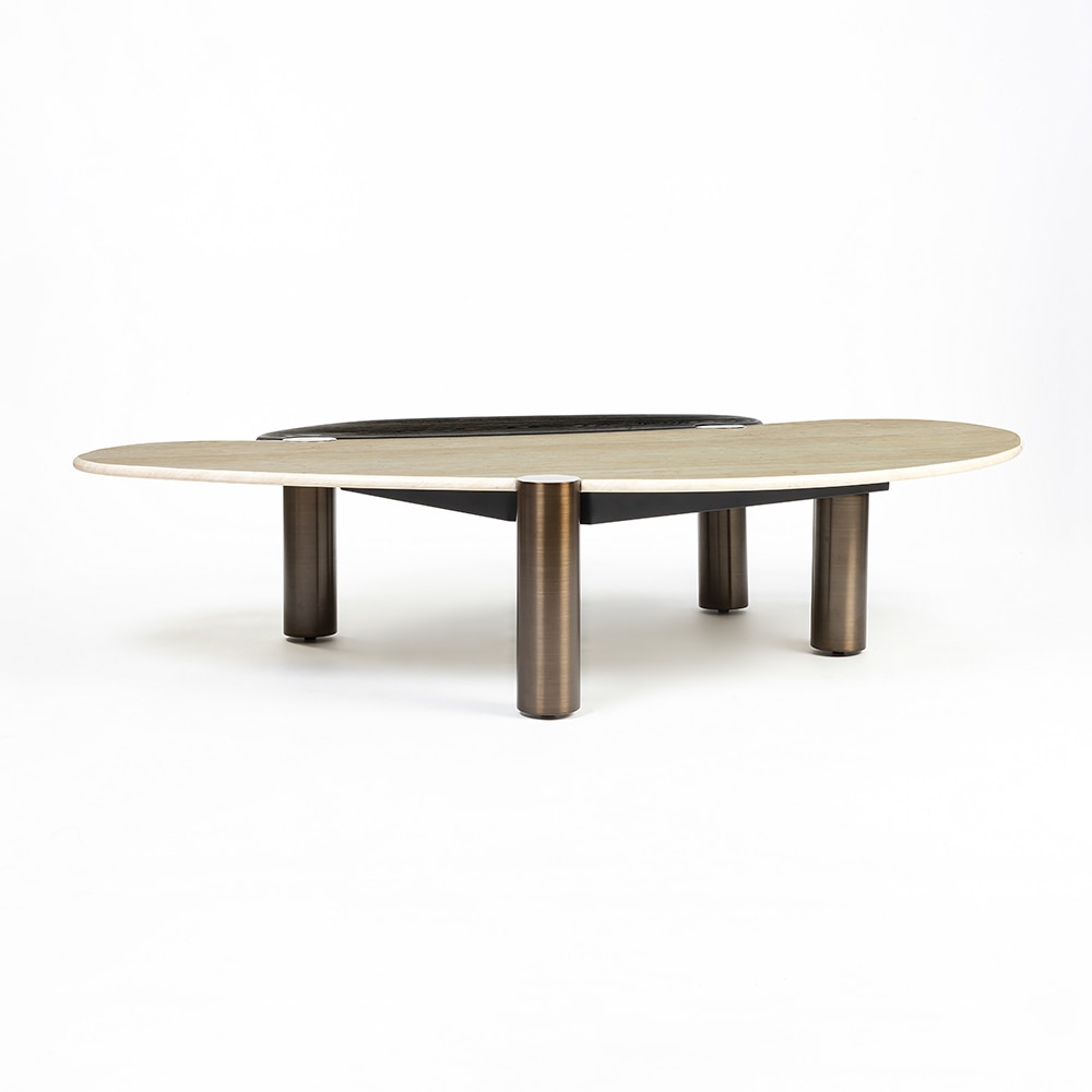 Chap Marble Coffee Table In Brass  Finish - Living Shape