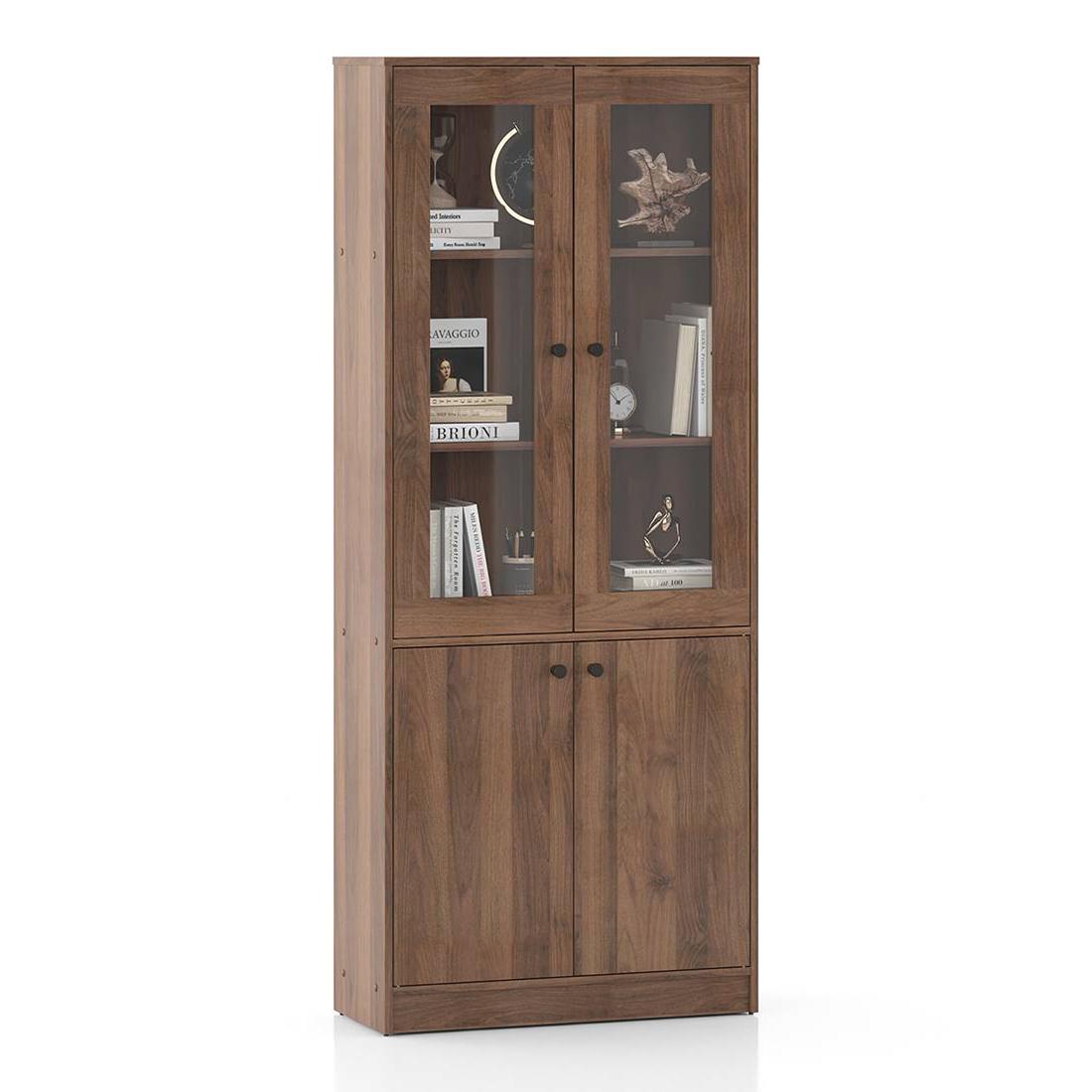Oswald Glass cabinet in Classic walnut Finish