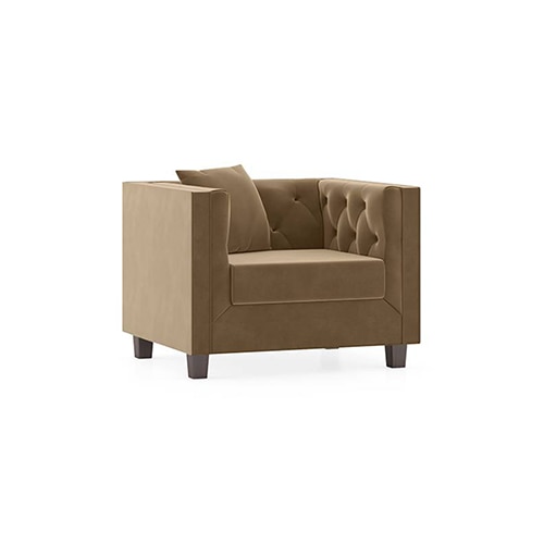 Windsor Luxe 1 Seater Fabric Sofa in Fawn Velvet Colour