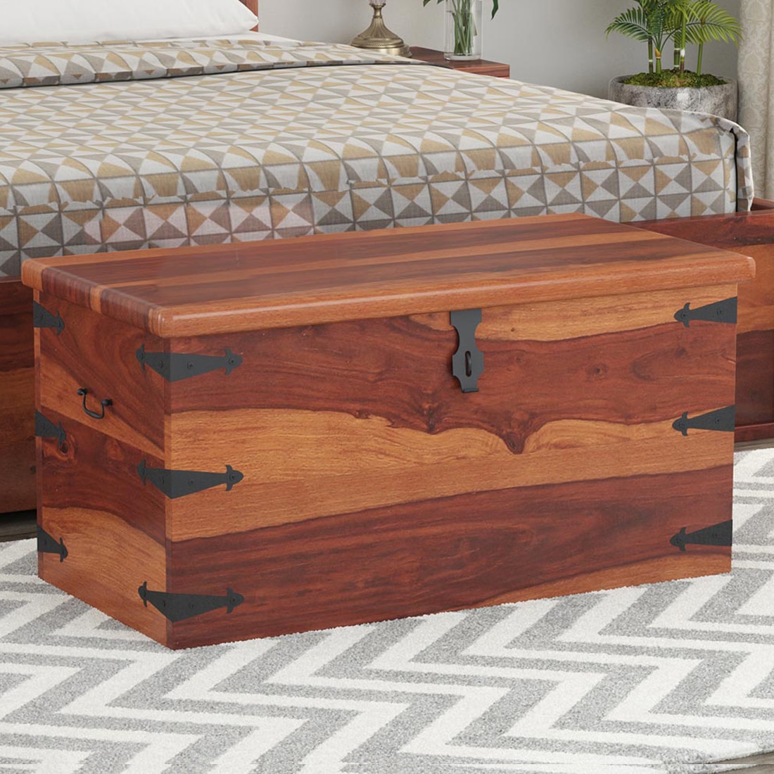 Stainfiled Solid Wood Bench in Teak Finish - Woodenmood