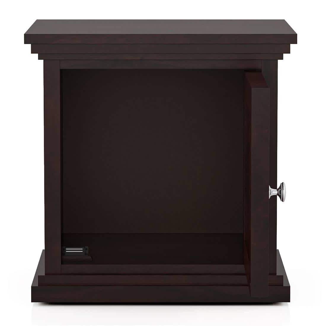 Weave Solid Wood Bedside Table in Mahogany Finish