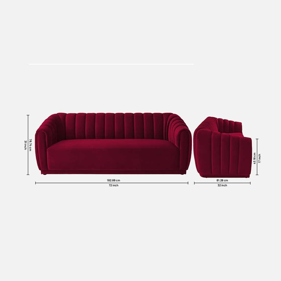 Rosa Fabric Sofa (Maroon)
