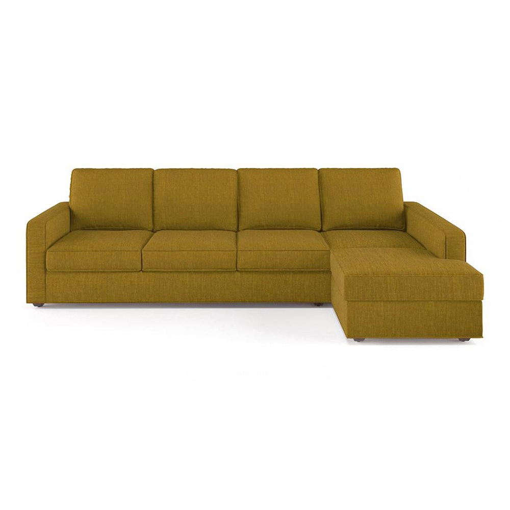 Apollo Compact Sofa (Colour : Olive Green, Cushion : Soft, Back Type : Regular, Seating Capacity : Left Aligned 3 Seater + Left Aligned Chaise + Ottoman) - Urban Ladder