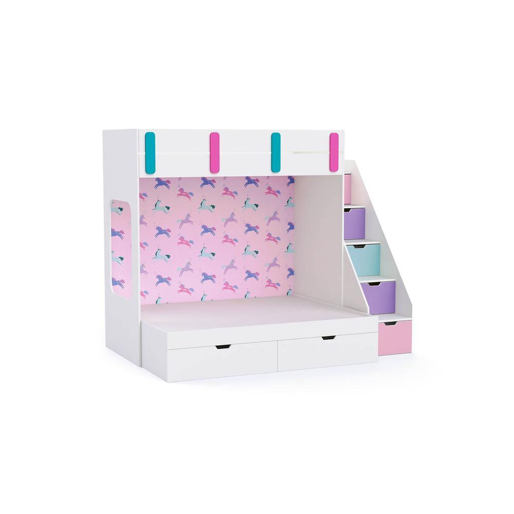 Pattern Dreams Bunk Bed with Storage in White Colour BKBB017
