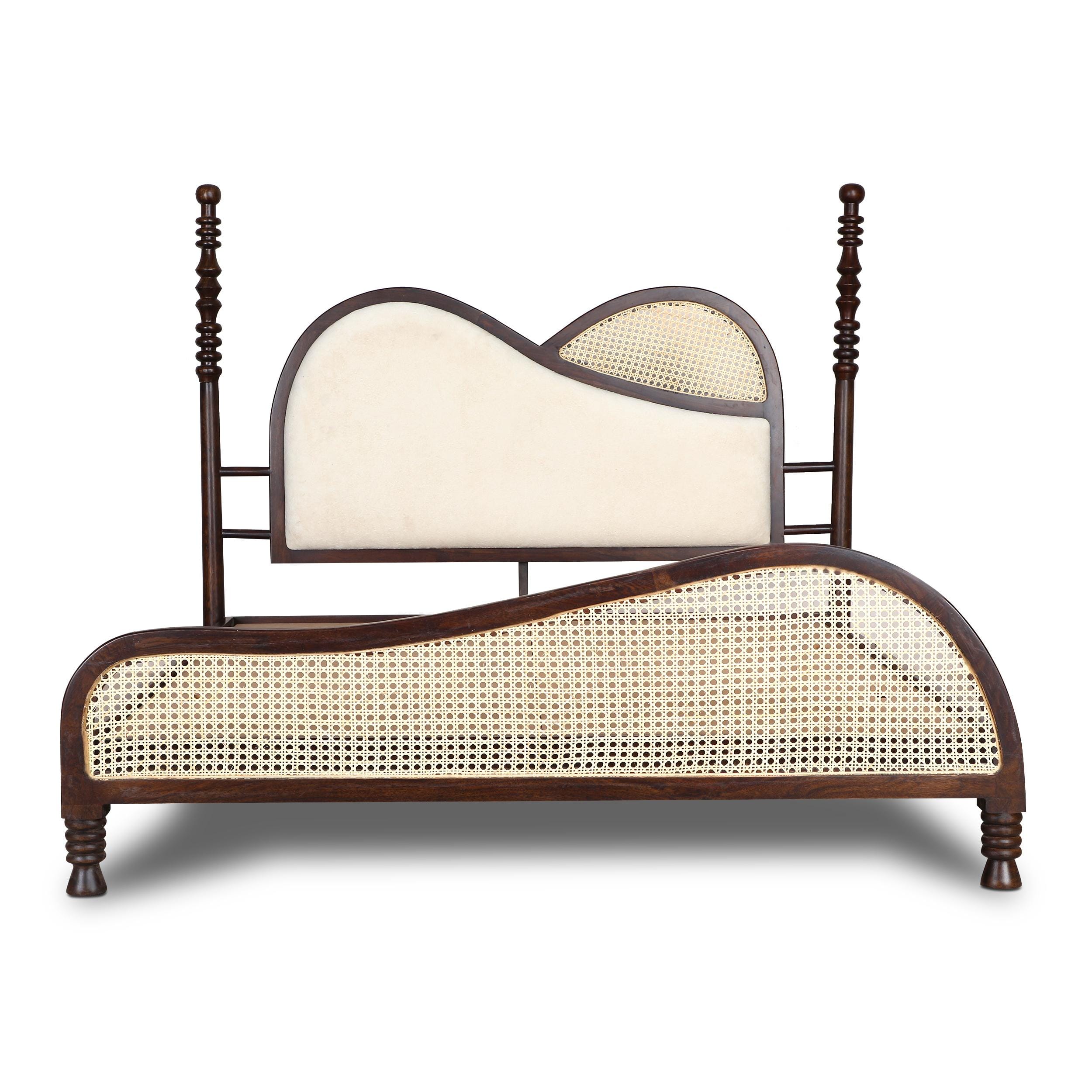 Arch Solid Wood Non Storage Queen Bed in Provincial Teak Finish