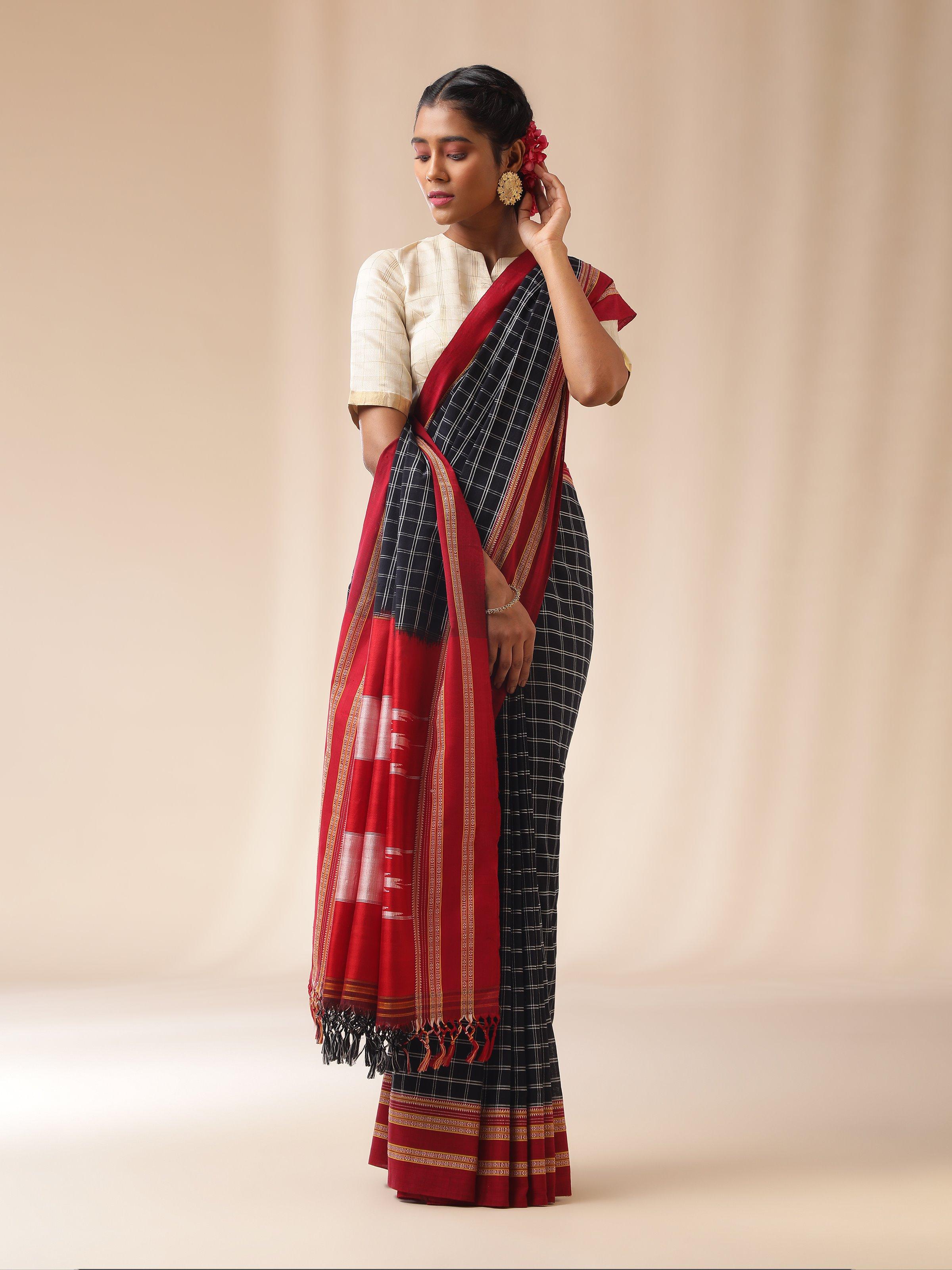 Black Cotton Silk Ilkal Saree