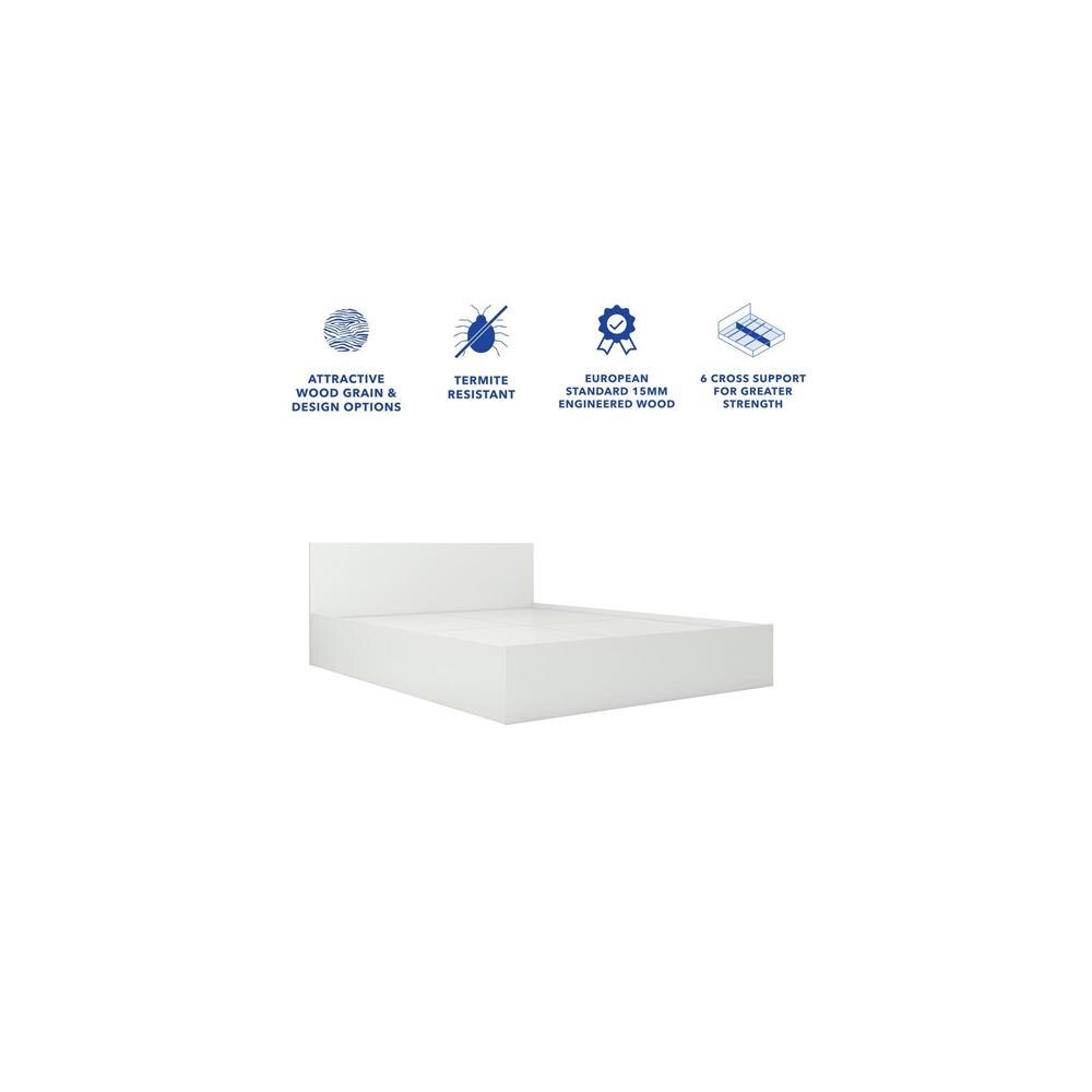 Ren Engineered Wood King Size Bed In White Finish