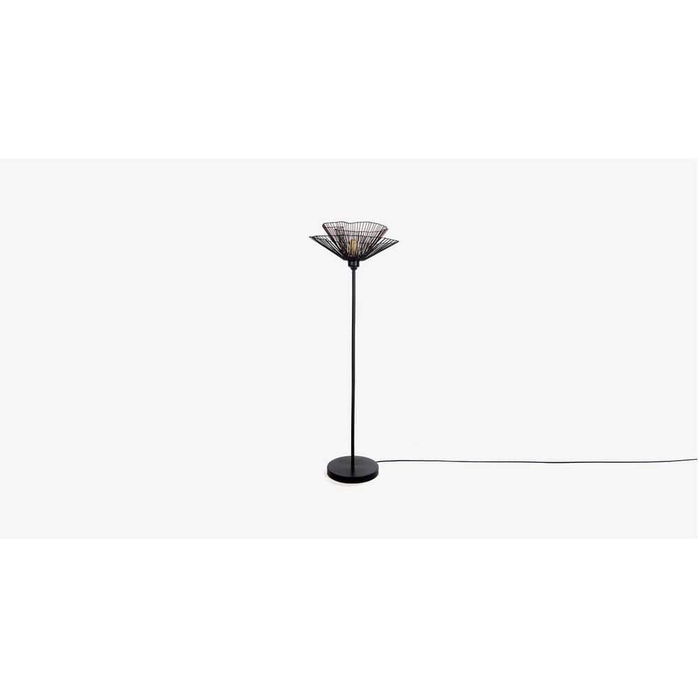 Hayes Black Floor Lamp With Black Iron Base