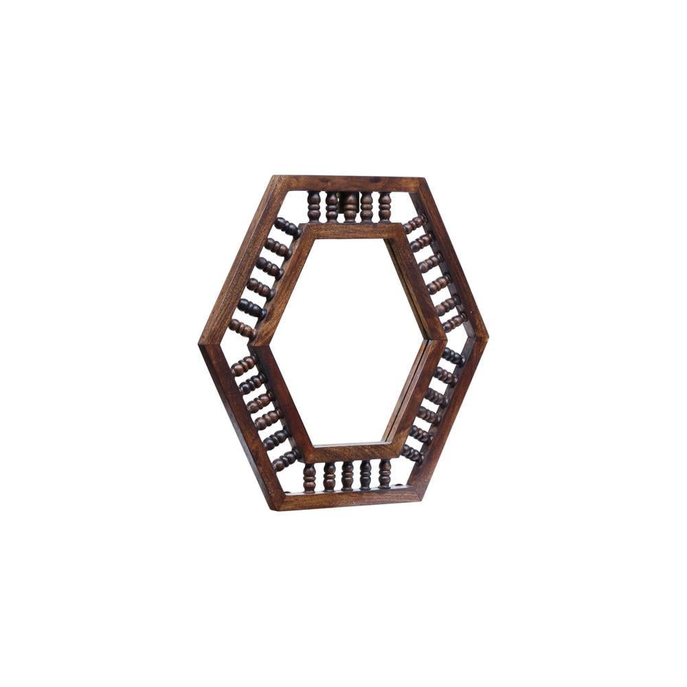 poe solid wood mirror in brown colour
