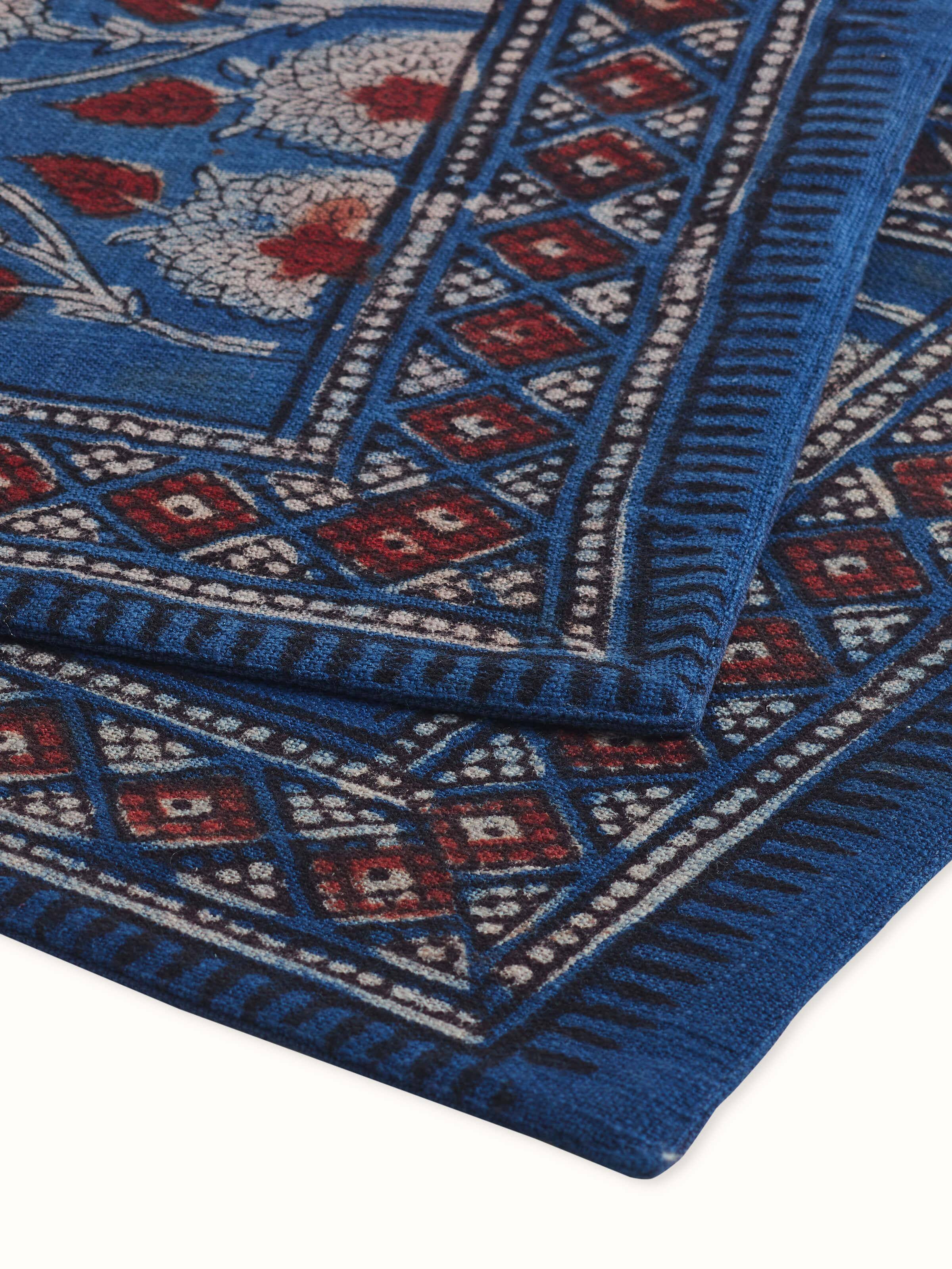 Puspita Indigo Cotton Dabu Hand Block Printed Table Mat (6 Pcs)