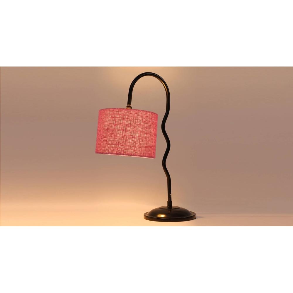 Pink Jute Zig Zag Curvy table lamp with Iron Base (SP32)