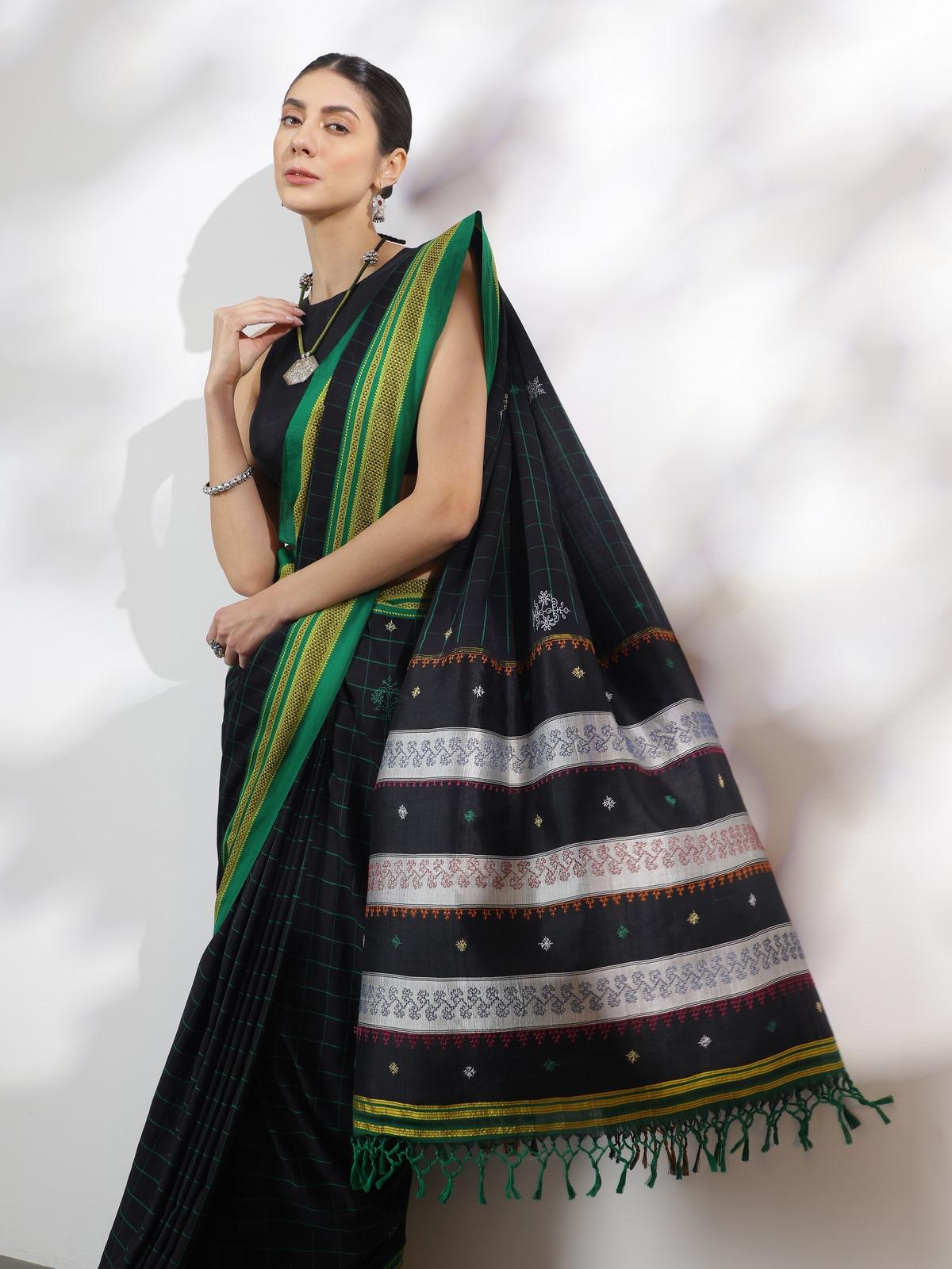 Green Cotton Silk Kasuti Embroidered Saree