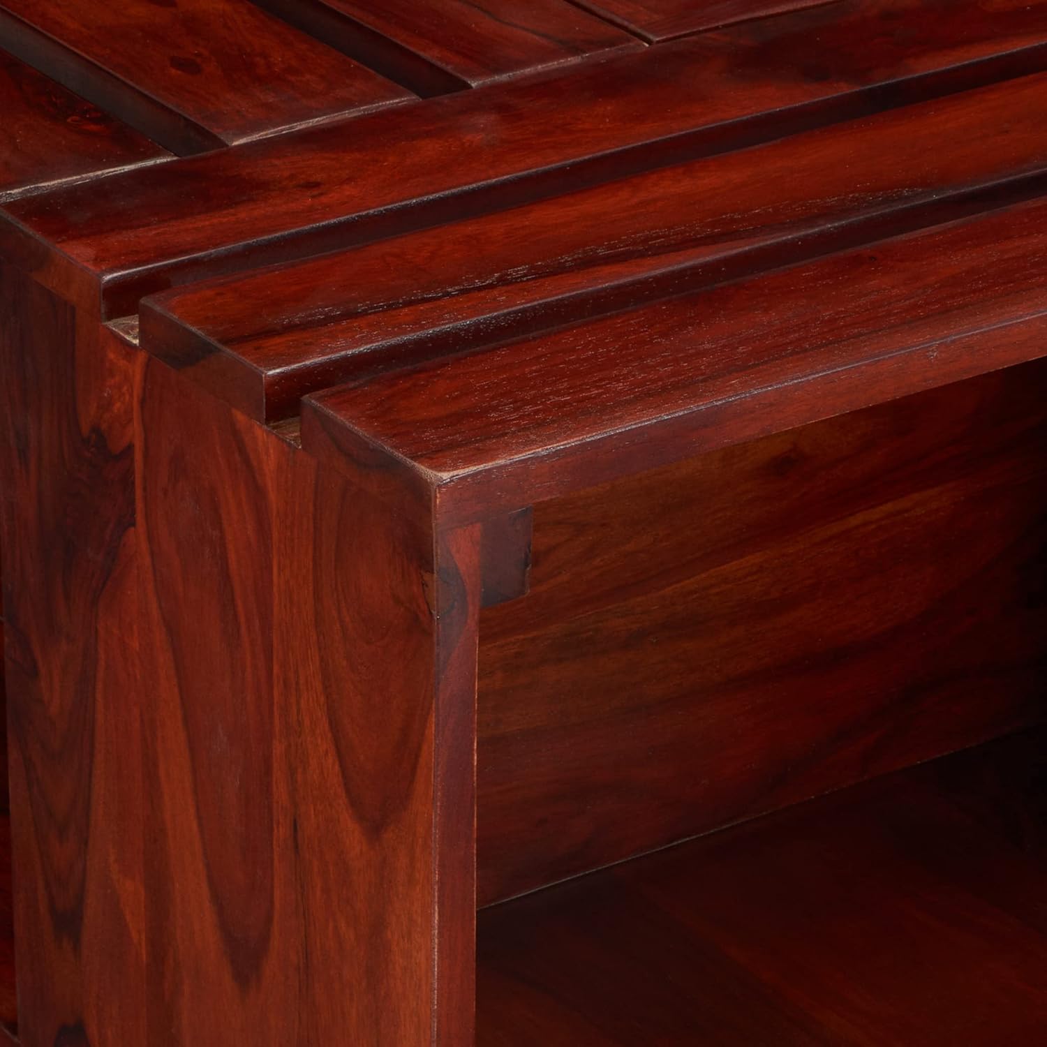 Milan Sheesham Wood Accent Square Coffee Table In Honey Finish